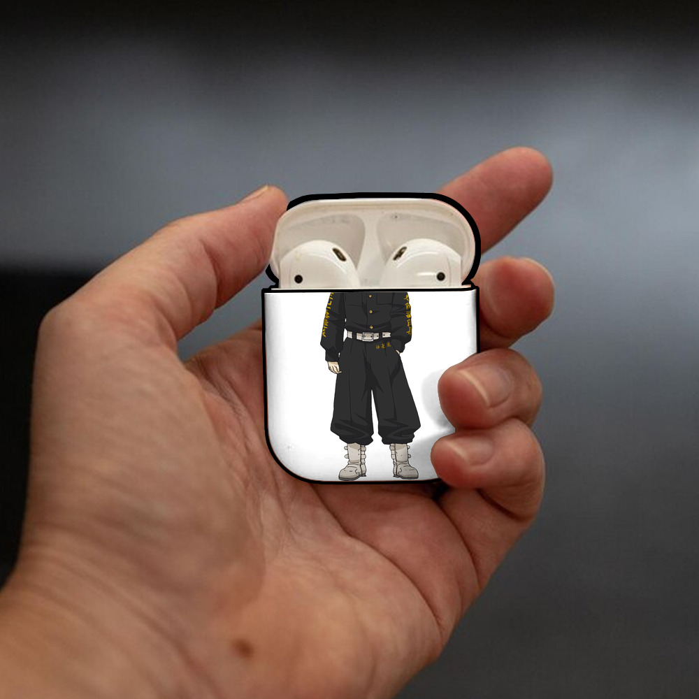 東京リベンジャーズ Tokyo Revengers AirPods 第2世代保護ケース ハードシェル ブラック 耐衝撃・防指紋・カラビナ付き