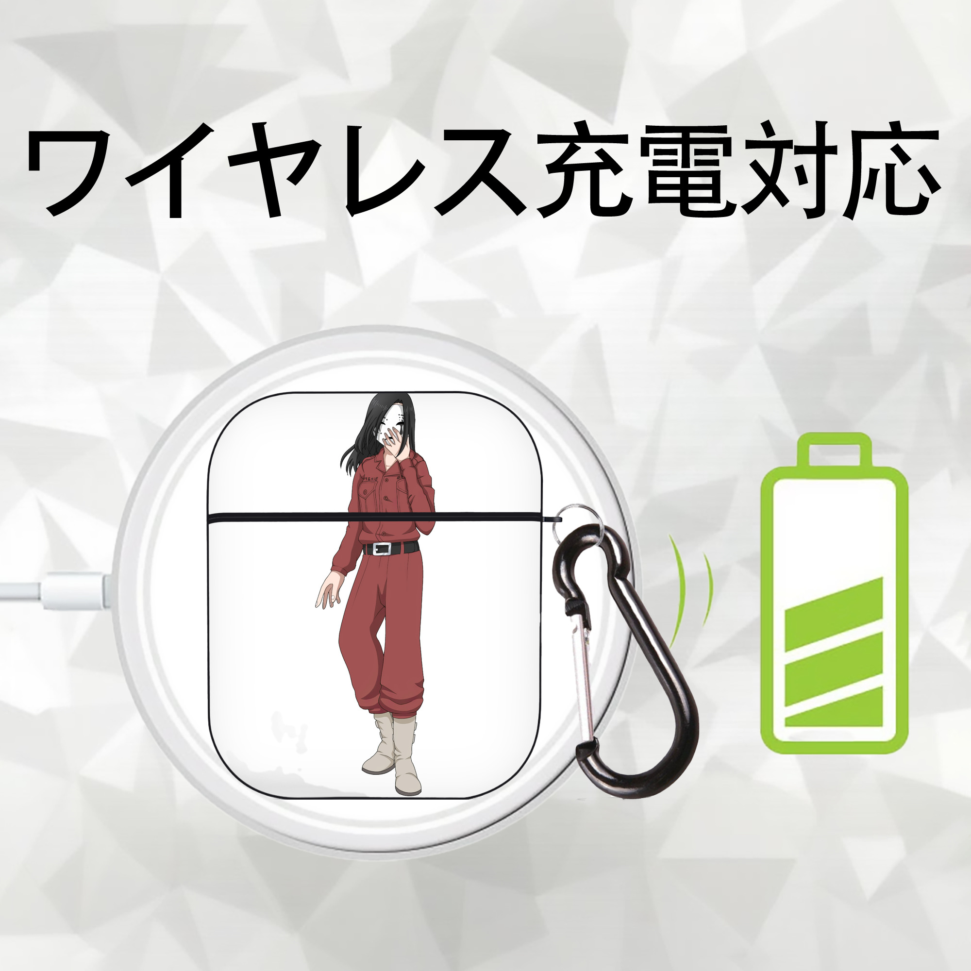 東京リベンジャーズ Tokyo Revengers AirPods 第2世代保護ケース ハードシェル ブラック 耐衝撃・防指紋・カラビナ付き