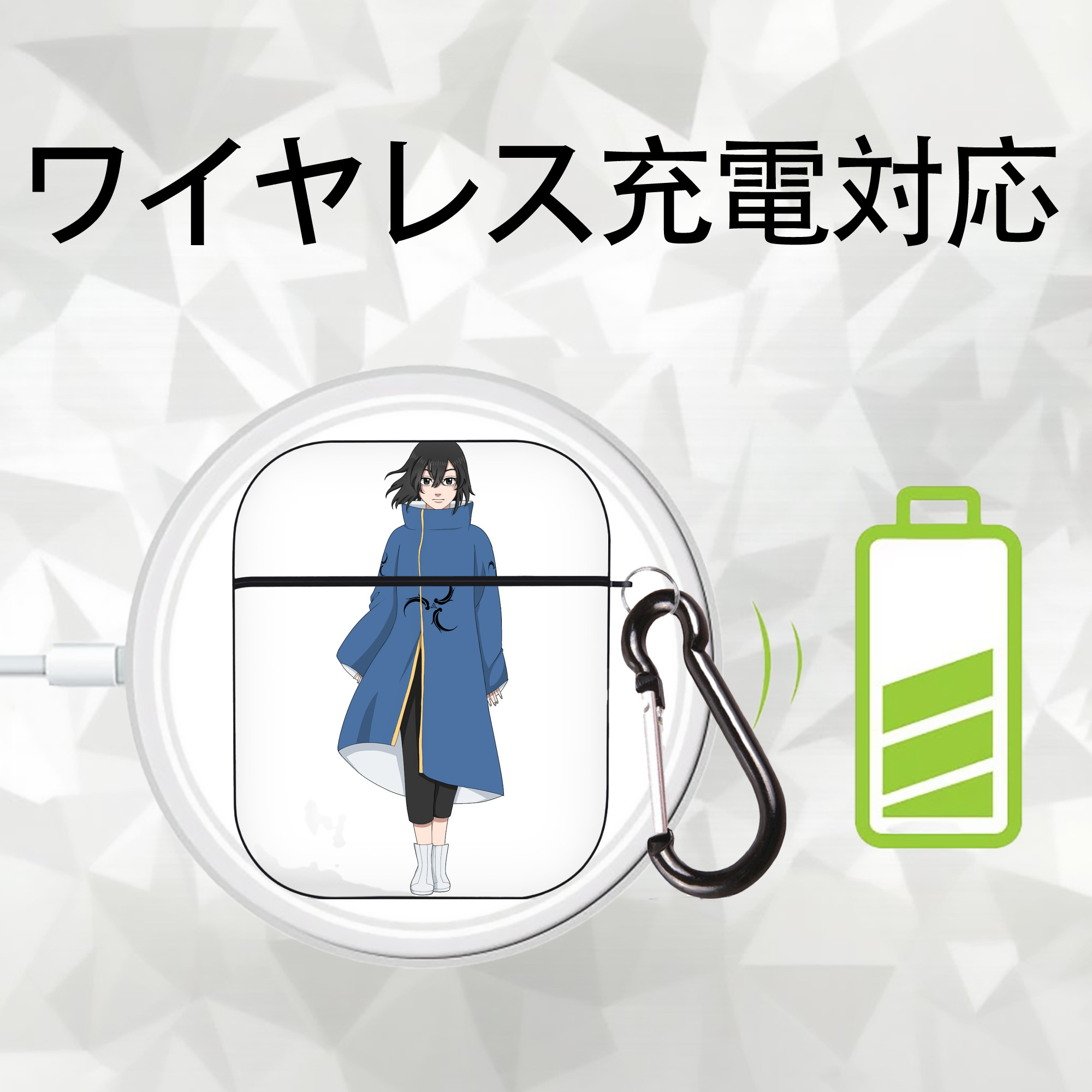 東京リベンジャーズ Tokyo Revengers AirPods 第2世代保護ケース ハードシェル ブラック 耐衝撃・防指紋・カラビナ付き