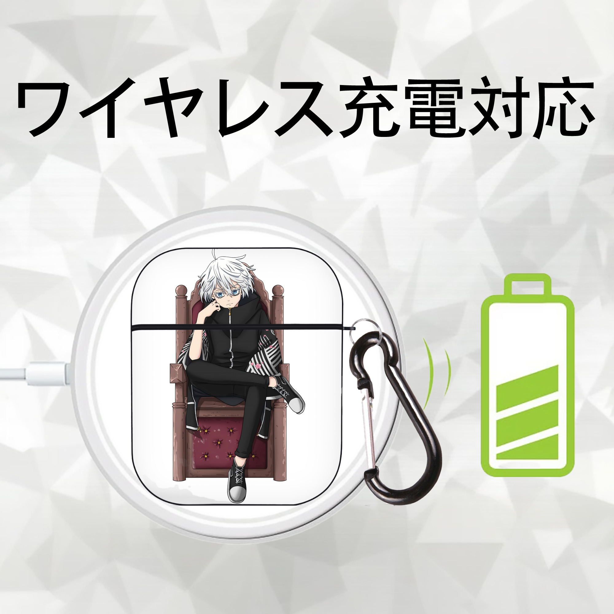 東京リベンジャーズ Tokyo Revengers AirPods 第2世代保護ケース ハードシェル ブラック 耐衝撃・防指紋・カラビナ付き