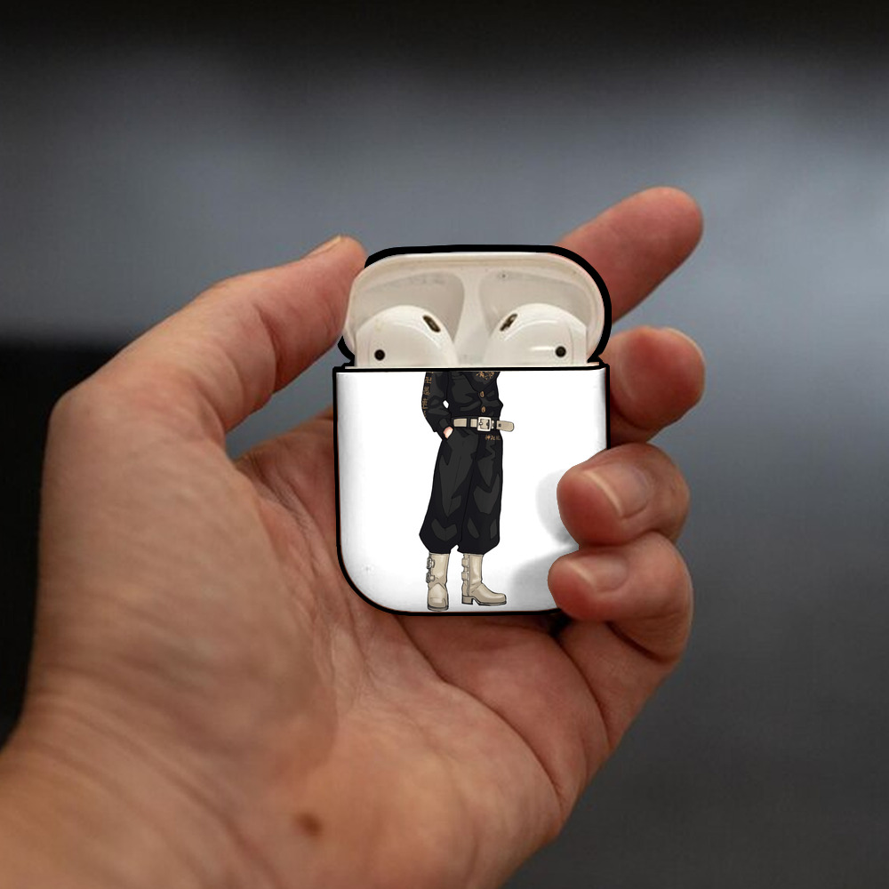 東京リベンジャーズ Tokyo Revengers AirPods 第2世代保護ケース ハードシェル ブラック 耐衝撃・防指紋・カラビナ付き