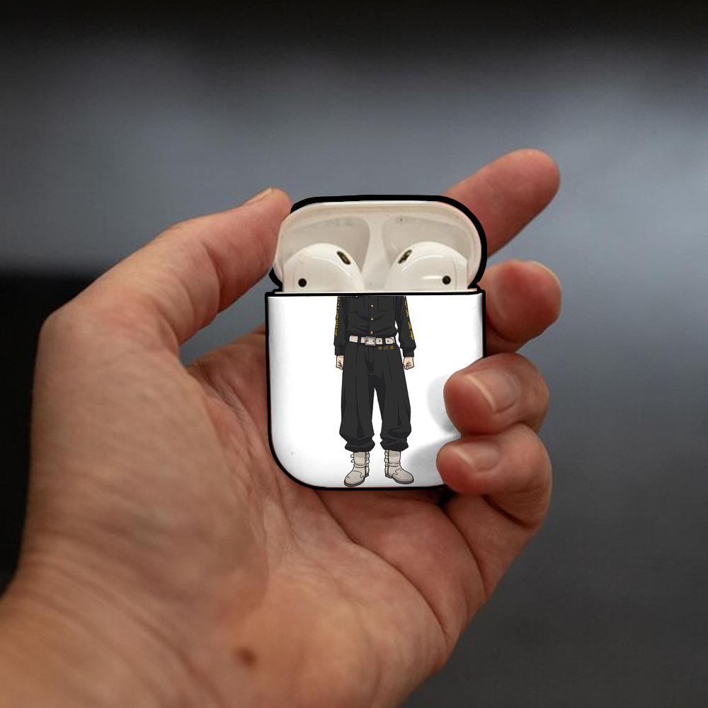 東京リベンジャーズ Tokyo Revengers AirPods 第2世代保護ケース ハードシェル ブラック 耐衝撃・防指紋・カラビナ付き