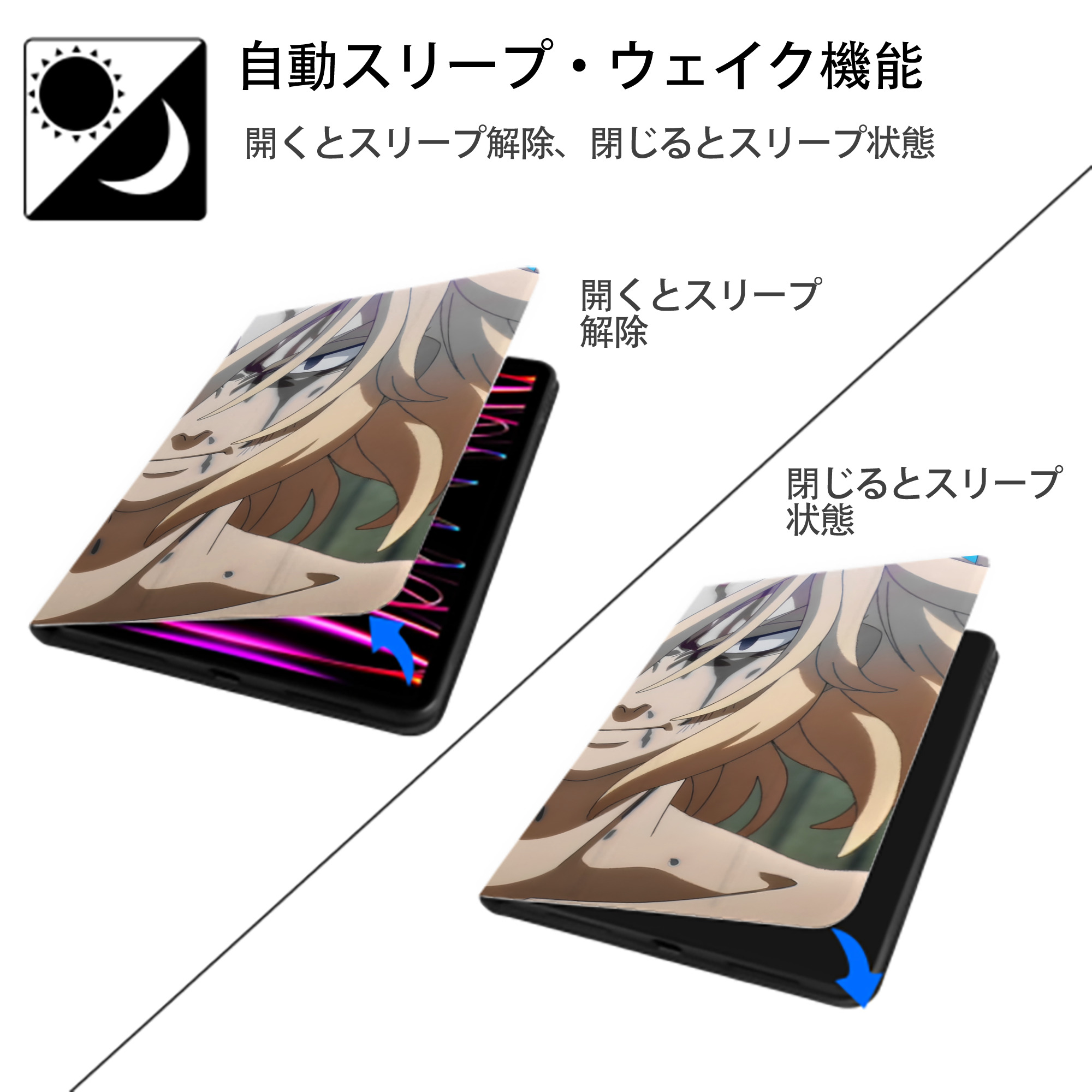 東京リベンジャーズ Tokyo Revengers IPad ケース ブック型 PUレザー TPU 耐衝撃 軽量 薄型 ペン収納なし 全面保護 IPad 各モデル対応