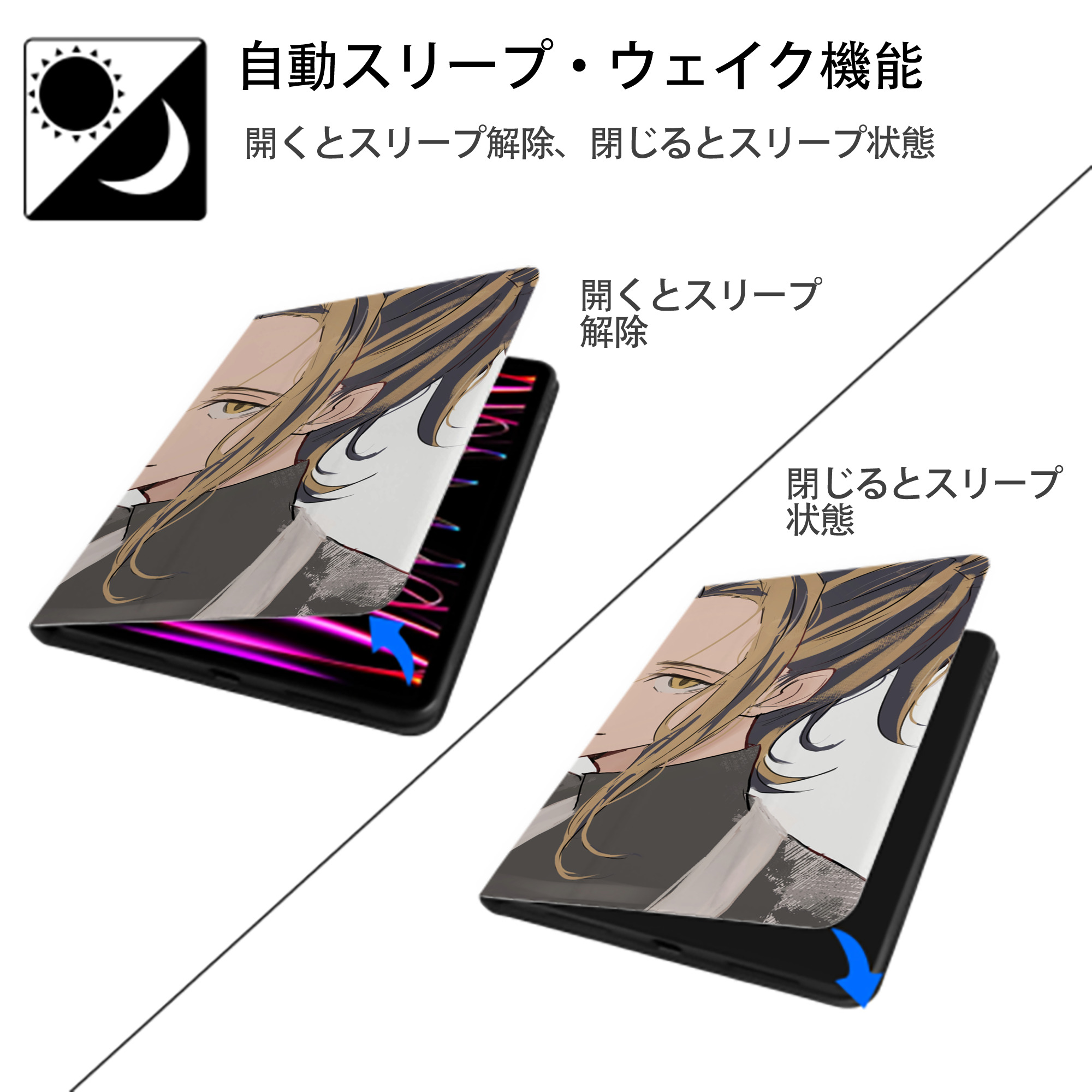 東京リベンジャーズ Tokyo Revengers IPad ケース ブック型 PUレザー TPU 耐衝撃 軽量 薄型 ペン収納なし 全面保護 IPad 各モデル対応