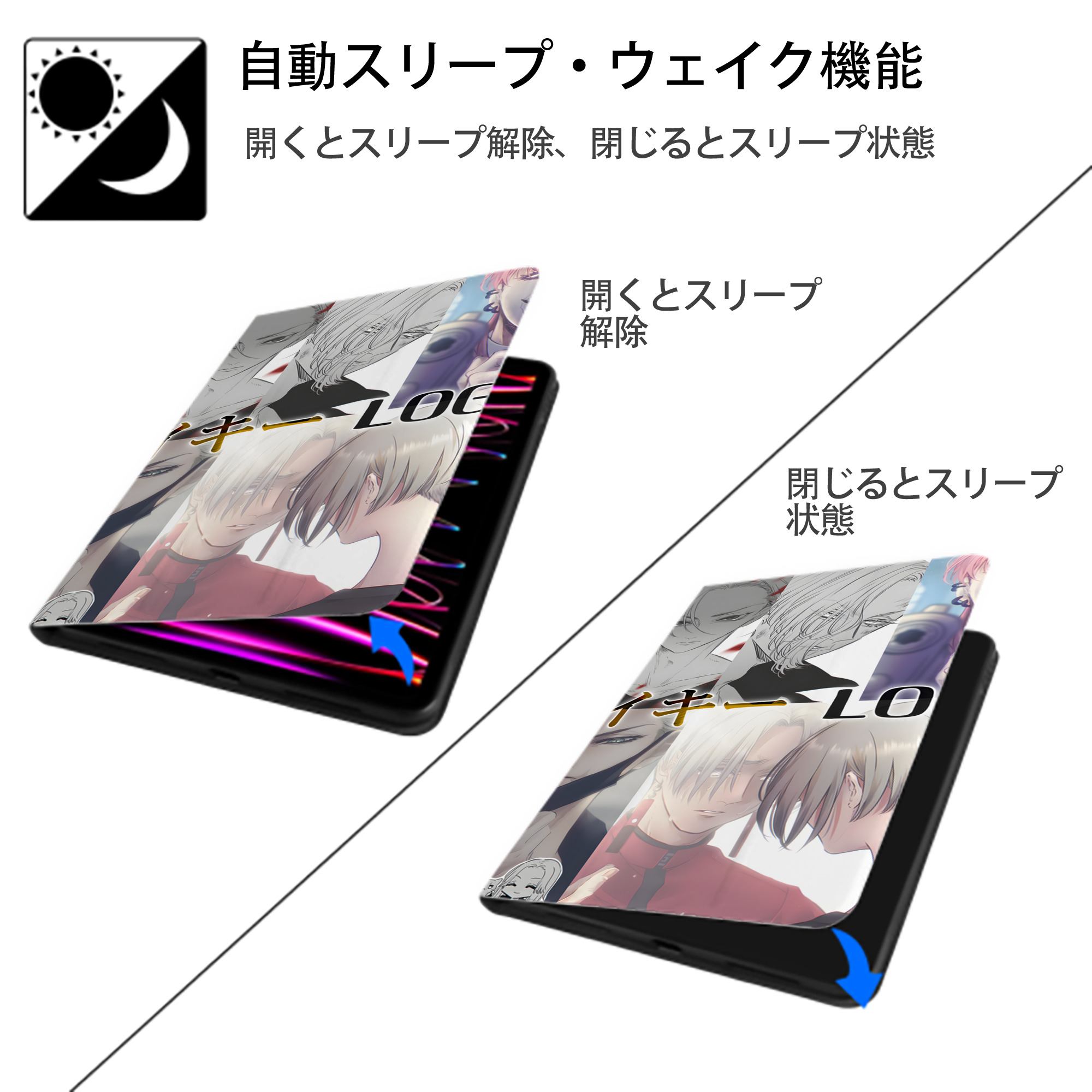 東京リベンジャーズ Tokyo Revengers IPad ケース ブック型 PUレザー TPU 耐衝撃 軽量 薄型 ペン収納なし 全面保護 IPad 各モデル対応