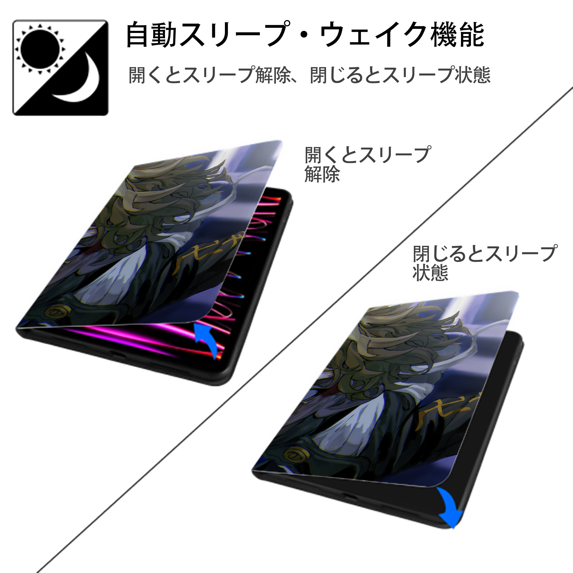 東京リベンジャーズ Tokyo Revengers IPad ケース ブック型 PUレザー TPU 耐衝撃 軽量 薄型 ペン収納なし 全面保護 IPad 各モデル対応