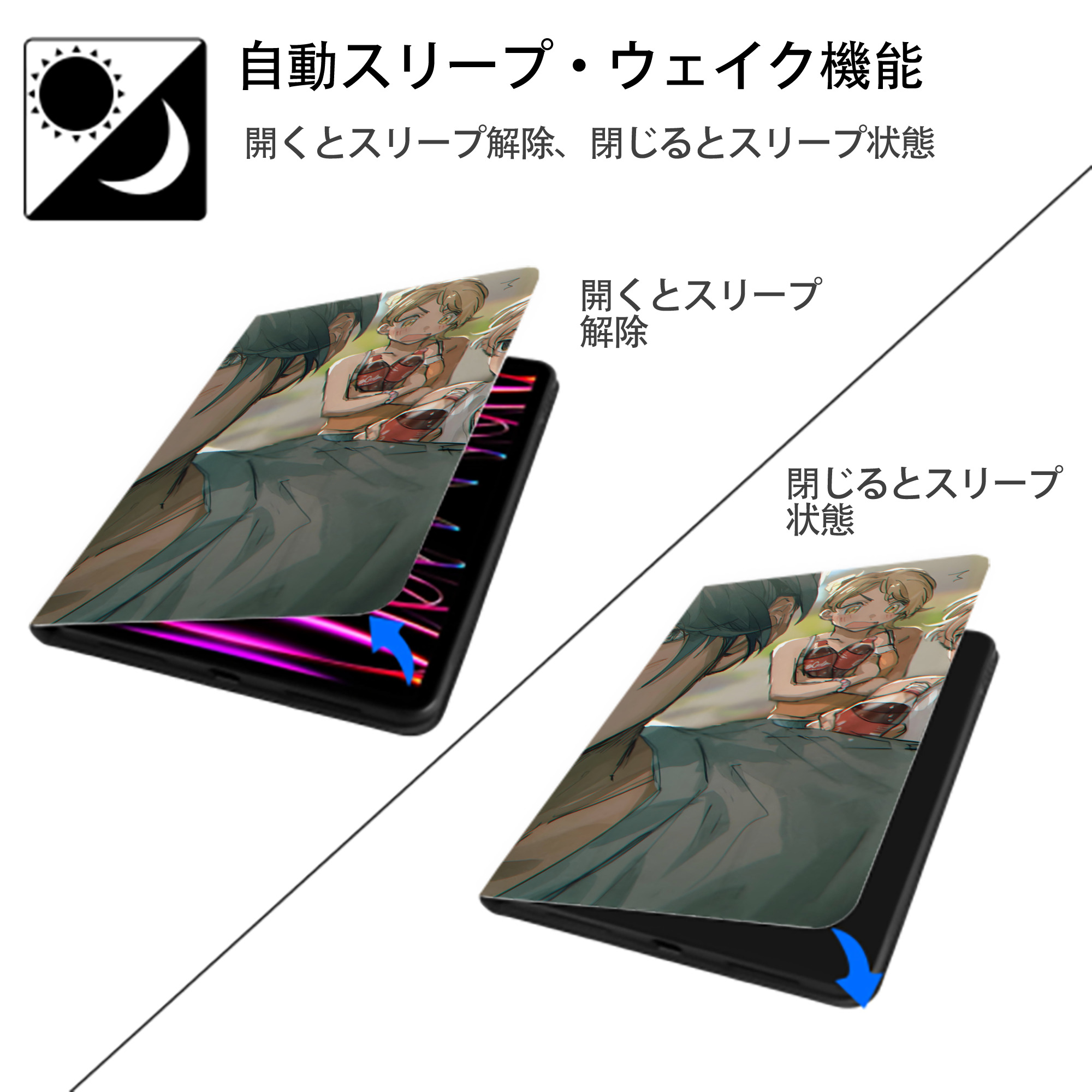 東京リベンジャーズ Tokyo Revengers IPad ケース ブック型 PUレザー TPU 耐衝撃 軽量 薄型 ペン収納なし 全面保護 IPad 各モデル対応