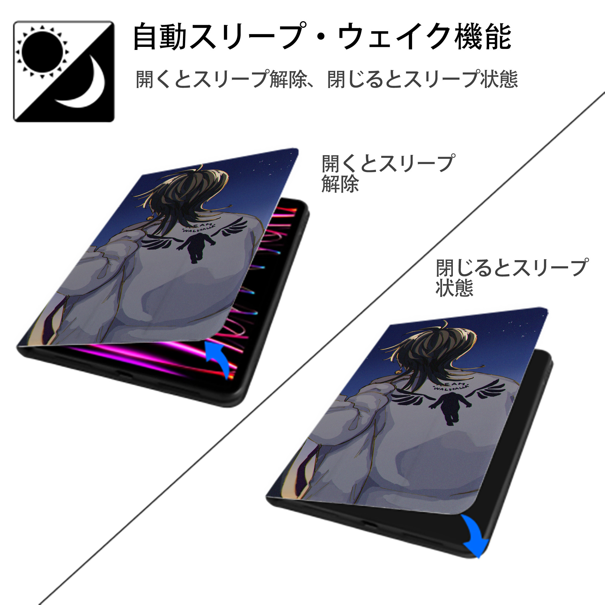 東京リベンジャーズ Tokyo Revengers IPad ケース ブック型 PUレザー TPU 耐衝撃 軽量 薄型 ペン収納なし 全面保護 IPad 各モデル対応