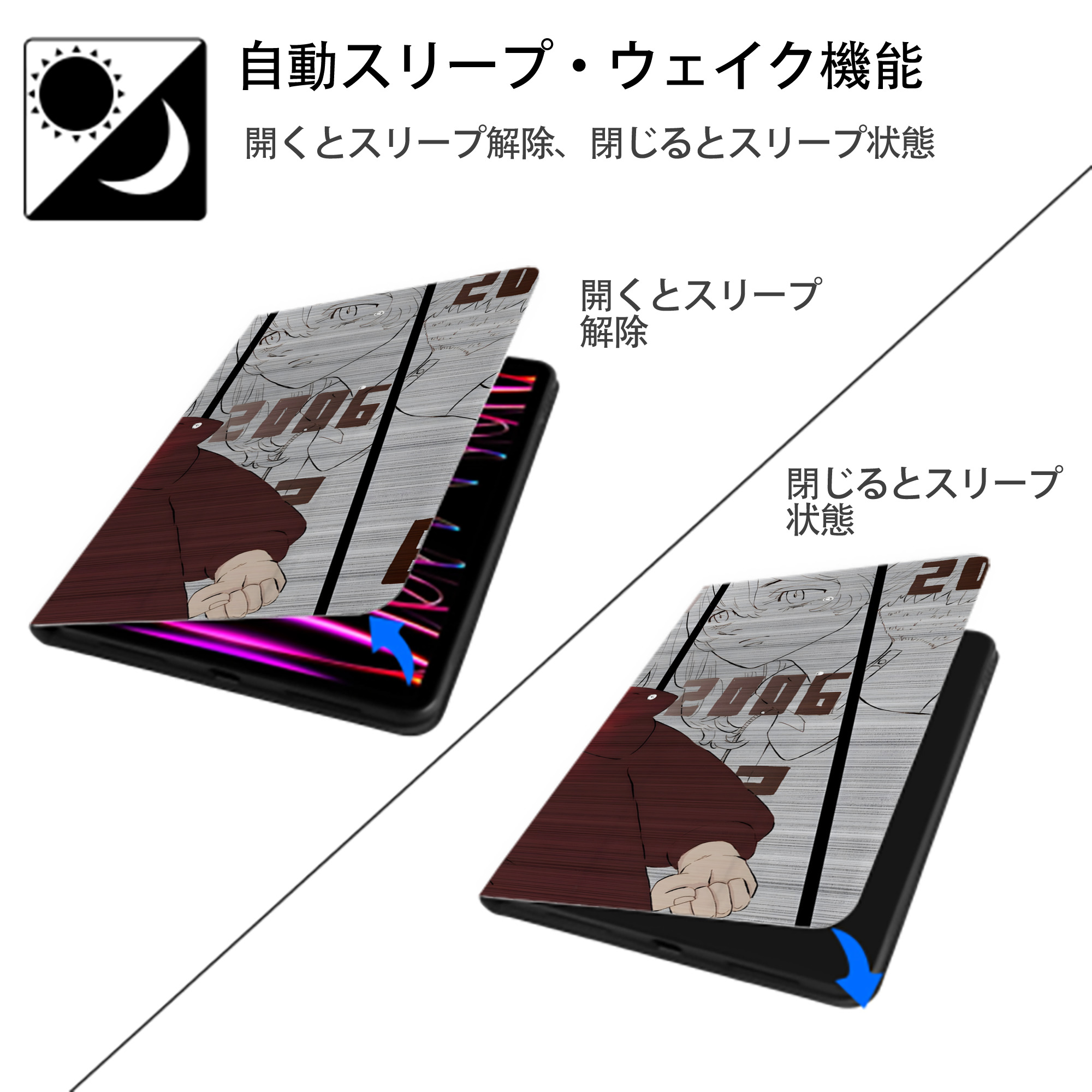 東京リベンジャーズ Tokyo Revengers IPad ケース ブック型 PUレザー TPU 耐衝撃 軽量 薄型 ペン収納なし 全面保護 IPad 各モデル対応