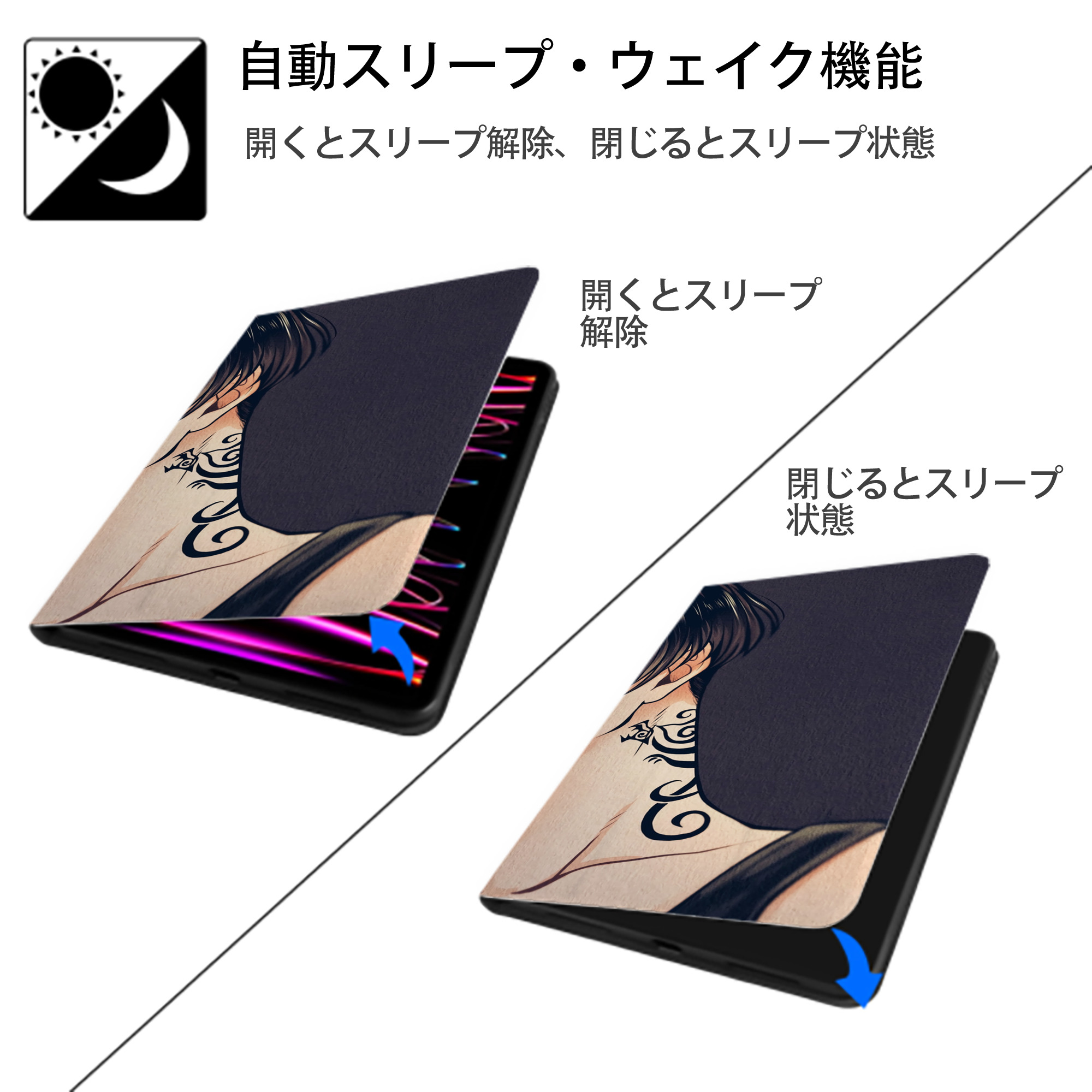 東京リベンジャーズ Tokyo Revengers IPad ケース ブック型 PUレザー TPU 耐衝撃 軽量 薄型 ペン収納なし 全面保護 IPad 各モデル対応