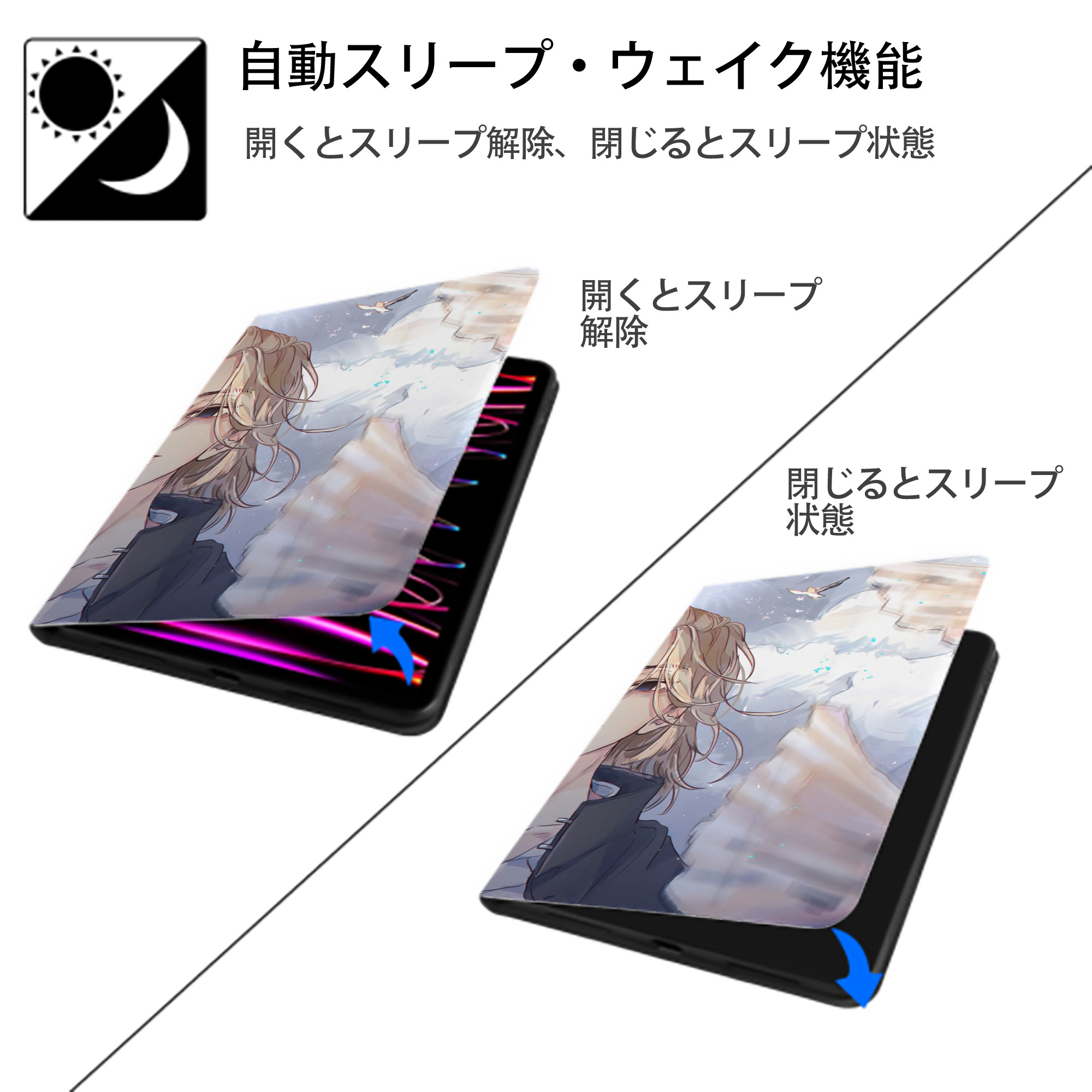東京リベンジャーズ Tokyo Revengers IPad ケース ブック型 PUレザー TPU 耐衝撃 軽量 薄型 ペン収納なし 全面保護 IPad 各モデル対応