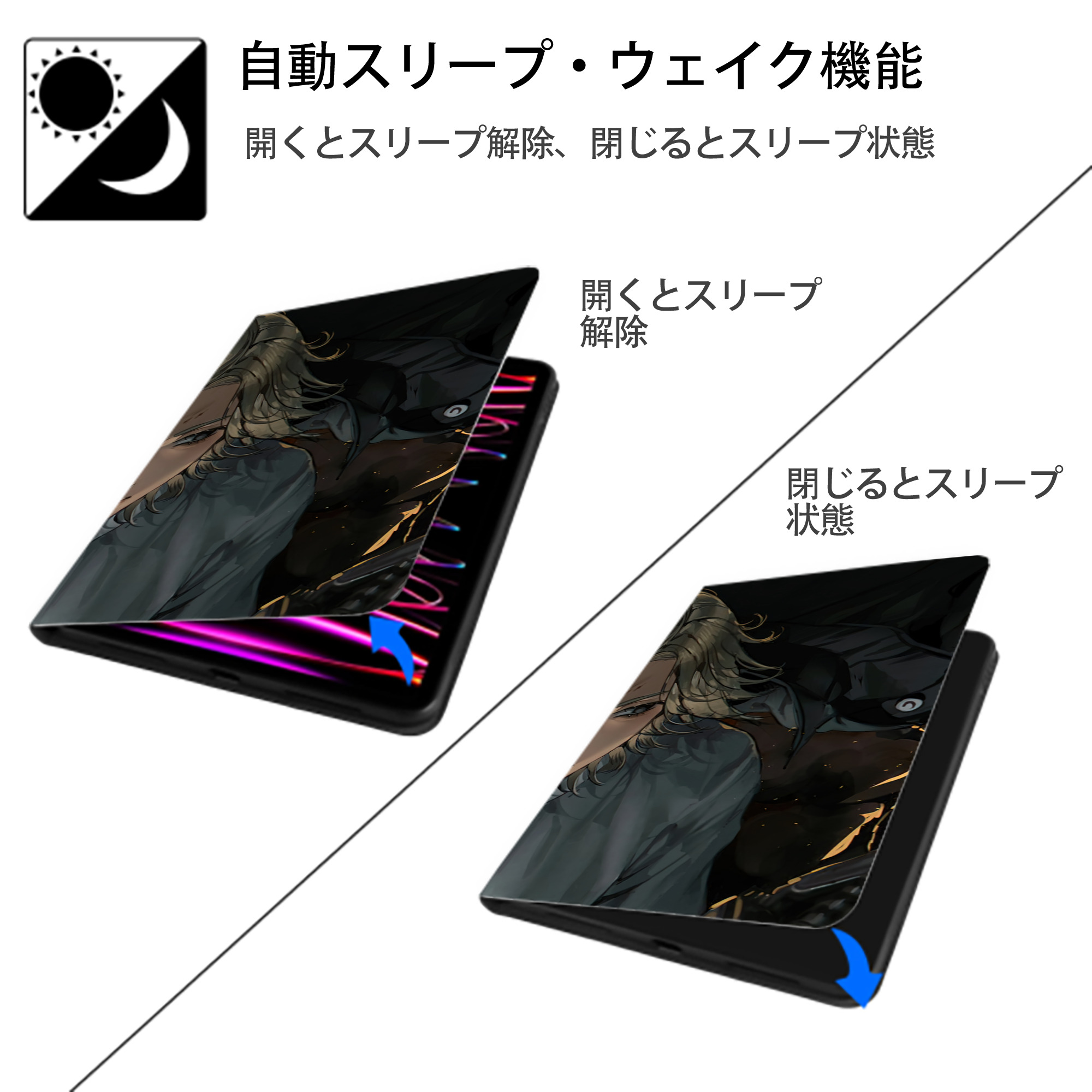 東京リベンジャーズ Tokyo Revengers IPad ケース ブック型 PUレザー TPU 耐衝撃 軽量 薄型 ペン収納なし 全面保護 IPad 各モデル対応