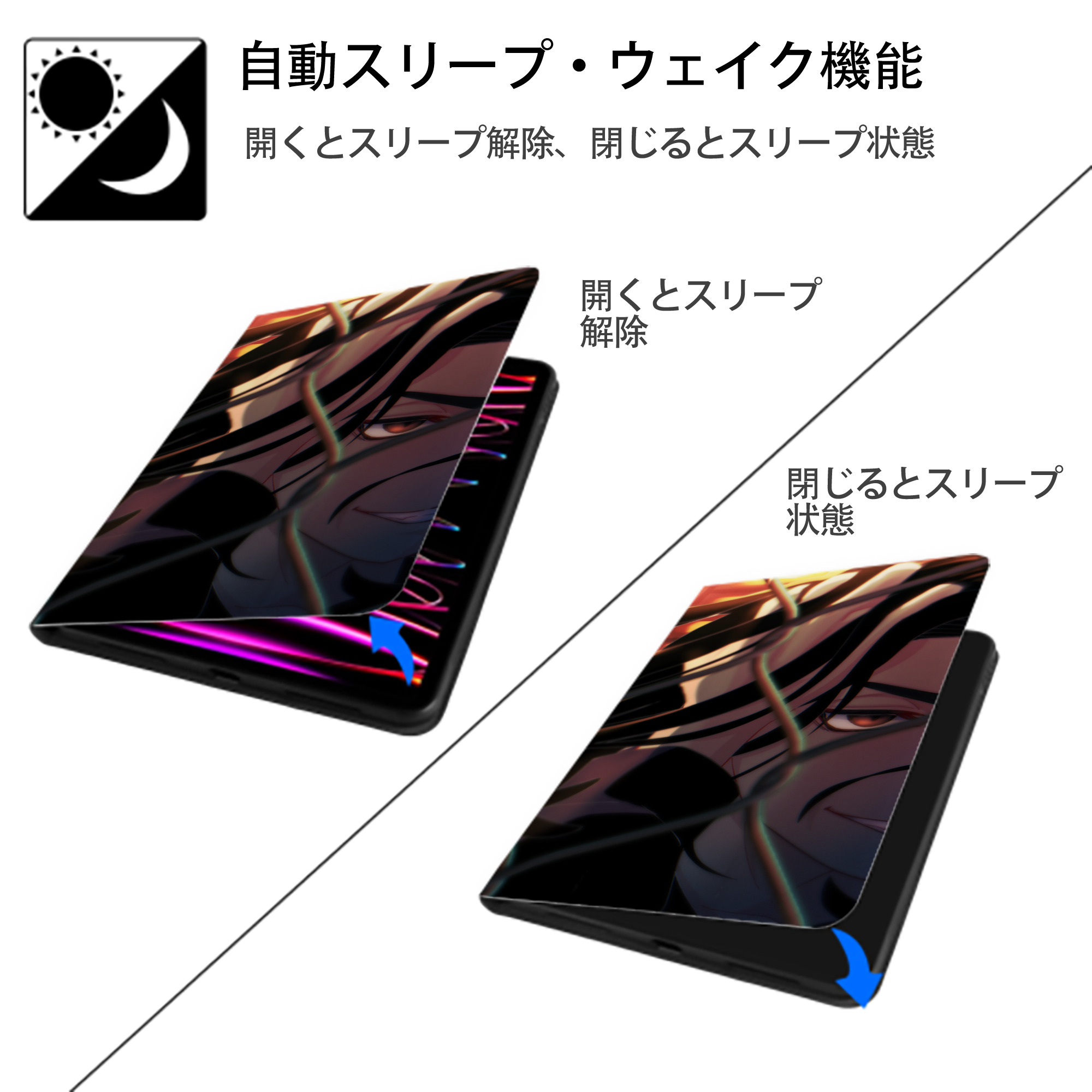 東京リベンジャーズ Tokyo Revengers IPad ケース ブック型 PUレザー TPU 耐衝撃 軽量 薄型 ペン収納なし 全面保護 IPad 各モデル対応