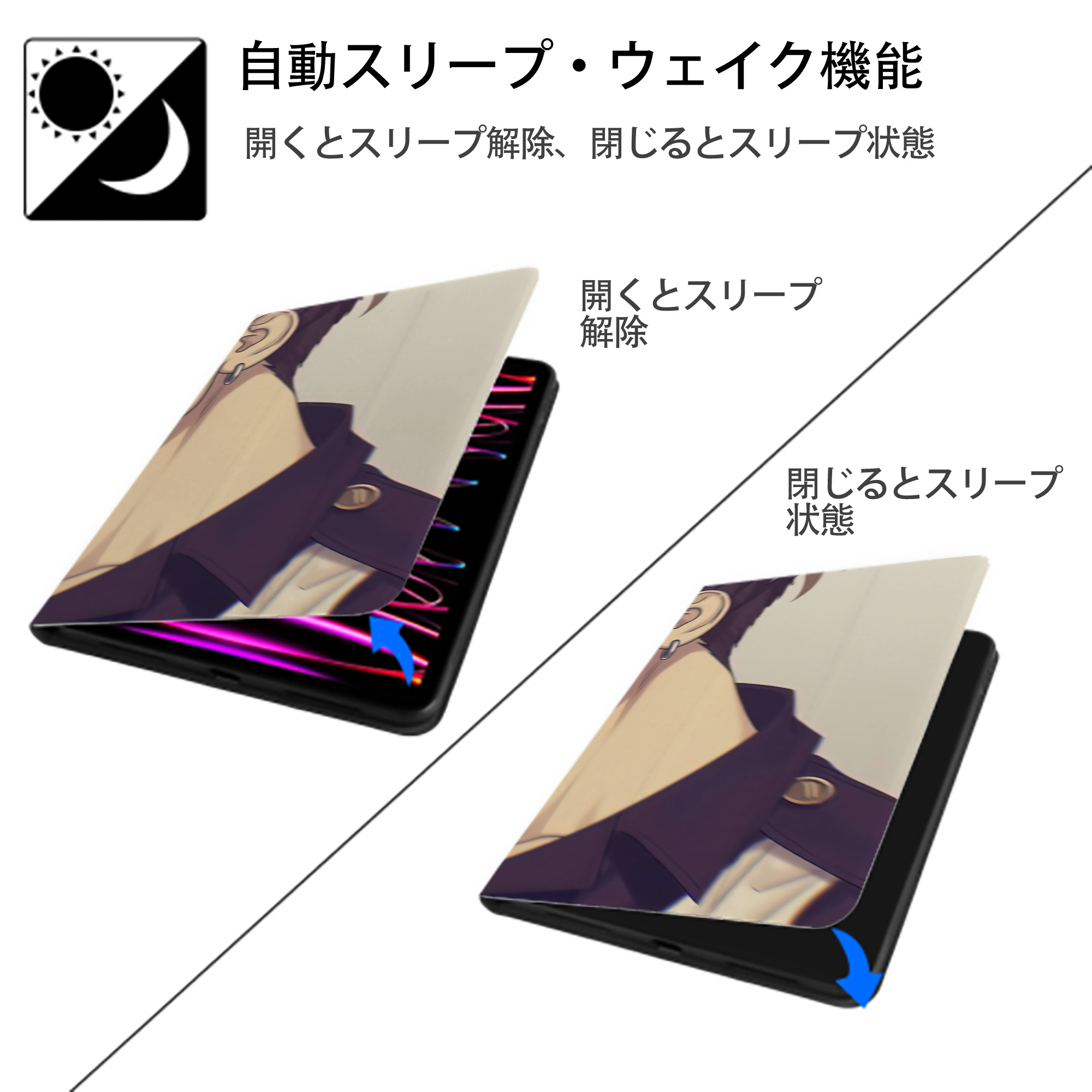 東京リベンジャーズ Tokyo Revengers IPad ケース ブック型 PUレザー TPU 耐衝撃 軽量 薄型 ペン収納なし 全面保護 IPad 各モデル対応