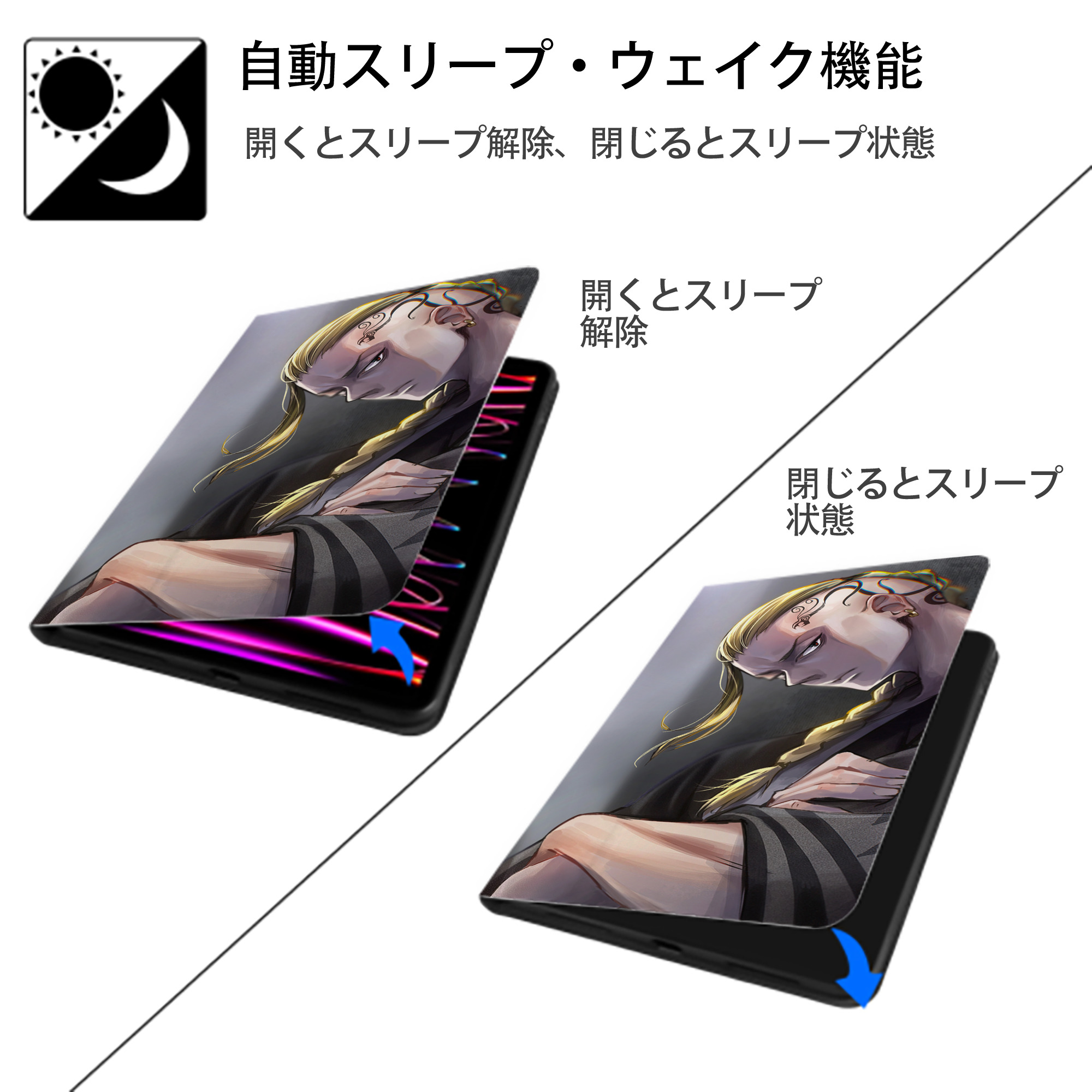 東京リベンジャーズ Tokyo Revengers IPad ケース ブック型 PUレザー TPU 耐衝撃 軽量 薄型 ペン収納なし 全面保護 IPad 各モデル対応