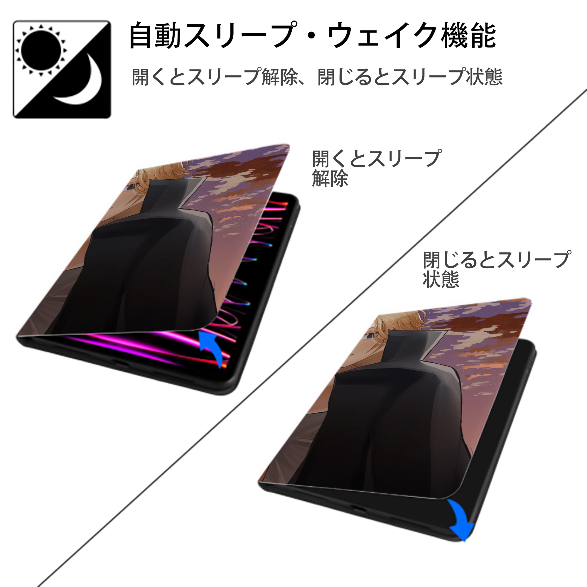 東京リベンジャーズ Tokyo Revengers IPad ケース ブック型 PUレザー TPU 耐衝撃 軽量 薄型 ペン収納なし 全面保護 IPad 各モデル対応