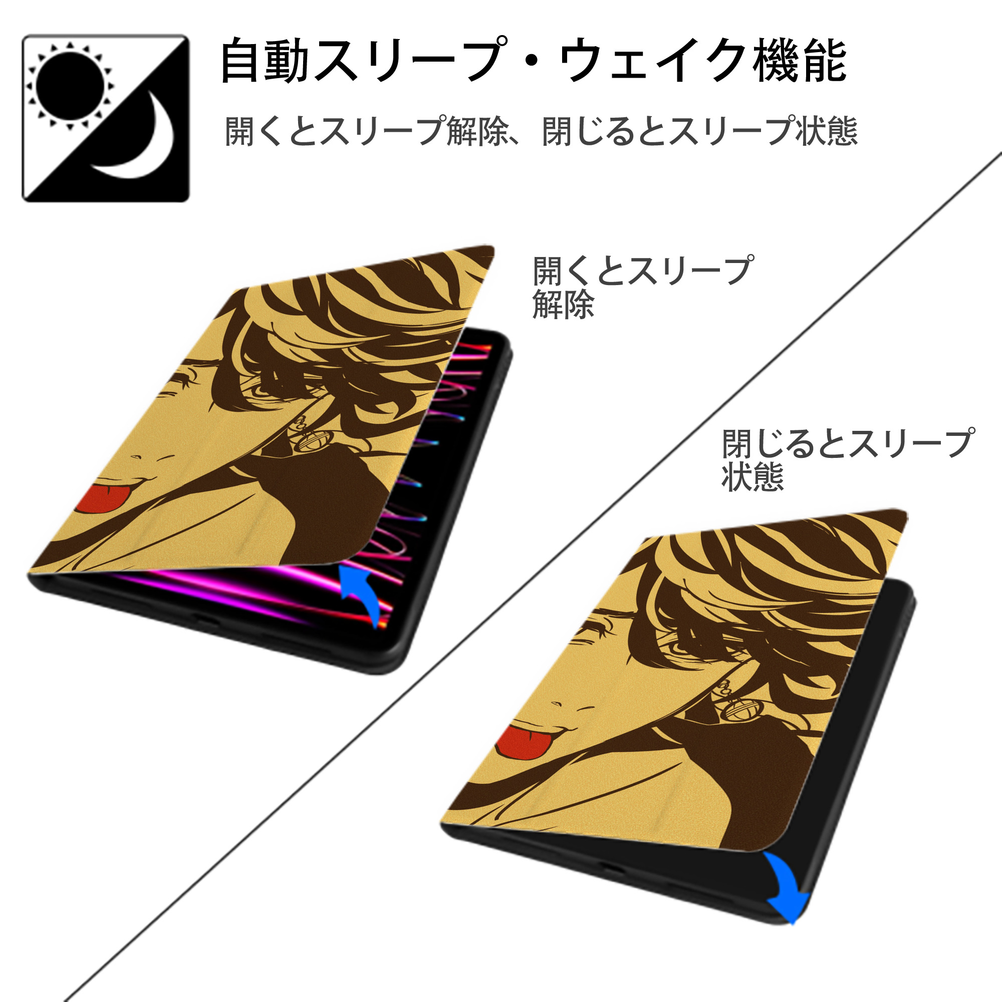 東京リベンジャーズ Tokyo Revengers IPad ケース ブック型 PUレザー TPU 耐衝撃 軽量 薄型 ペン収納なし 全面保護 IPad 各モデル対応