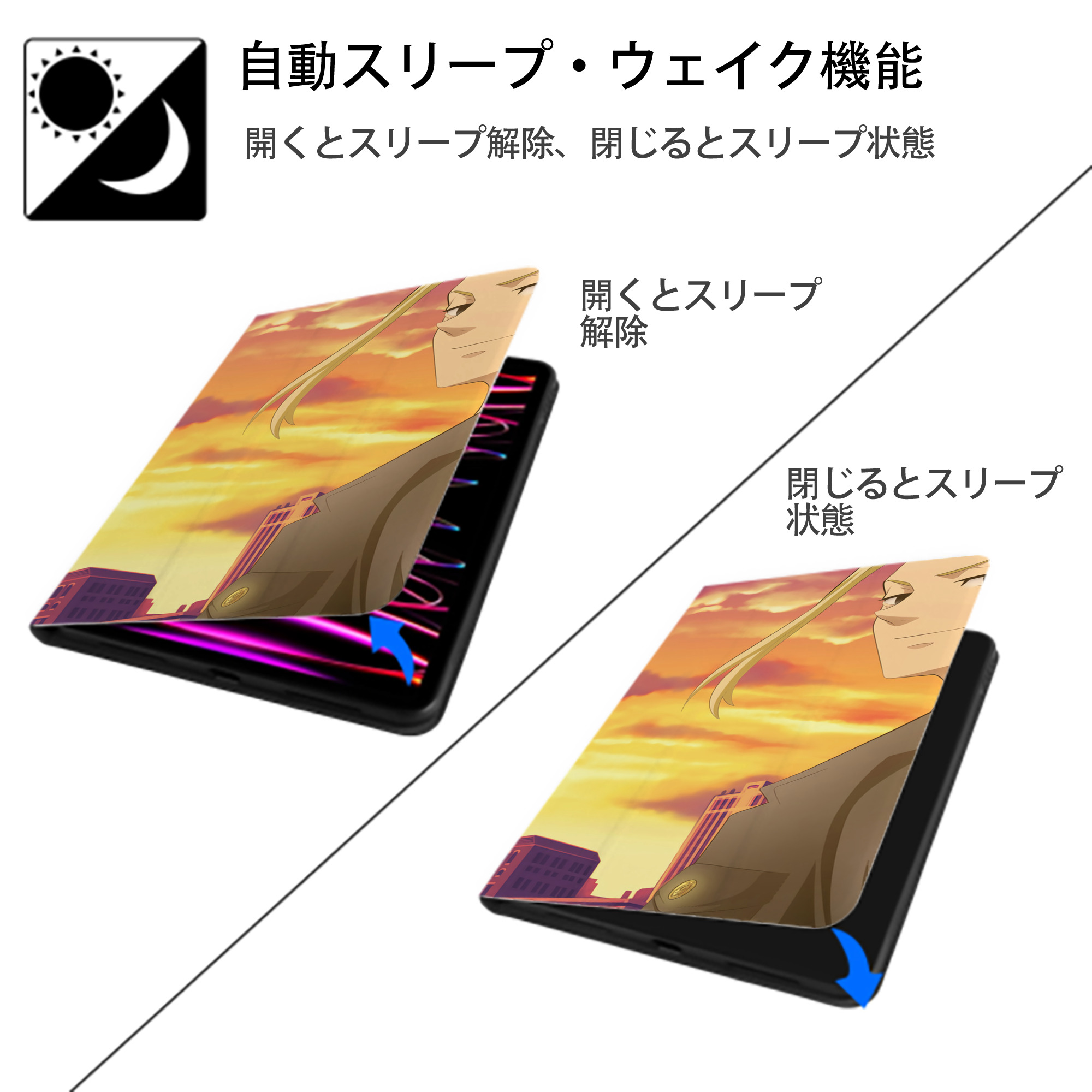 東京リベンジャーズ Tokyo Revengers IPad ケース ブック型 PUレザー TPU 耐衝撃 軽量 薄型 ペン収納なし 全面保護 IPad 各モデル対応