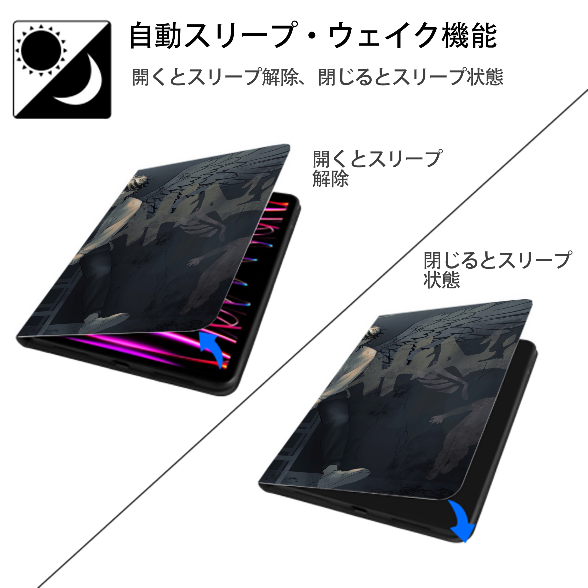 東京リベンジャーズ Tokyo Revengers IPad ケース ブック型 PUレザー TPU 耐衝撃 軽量 薄型 ペン収納なし 全面保護 IPad 各モデル対応
