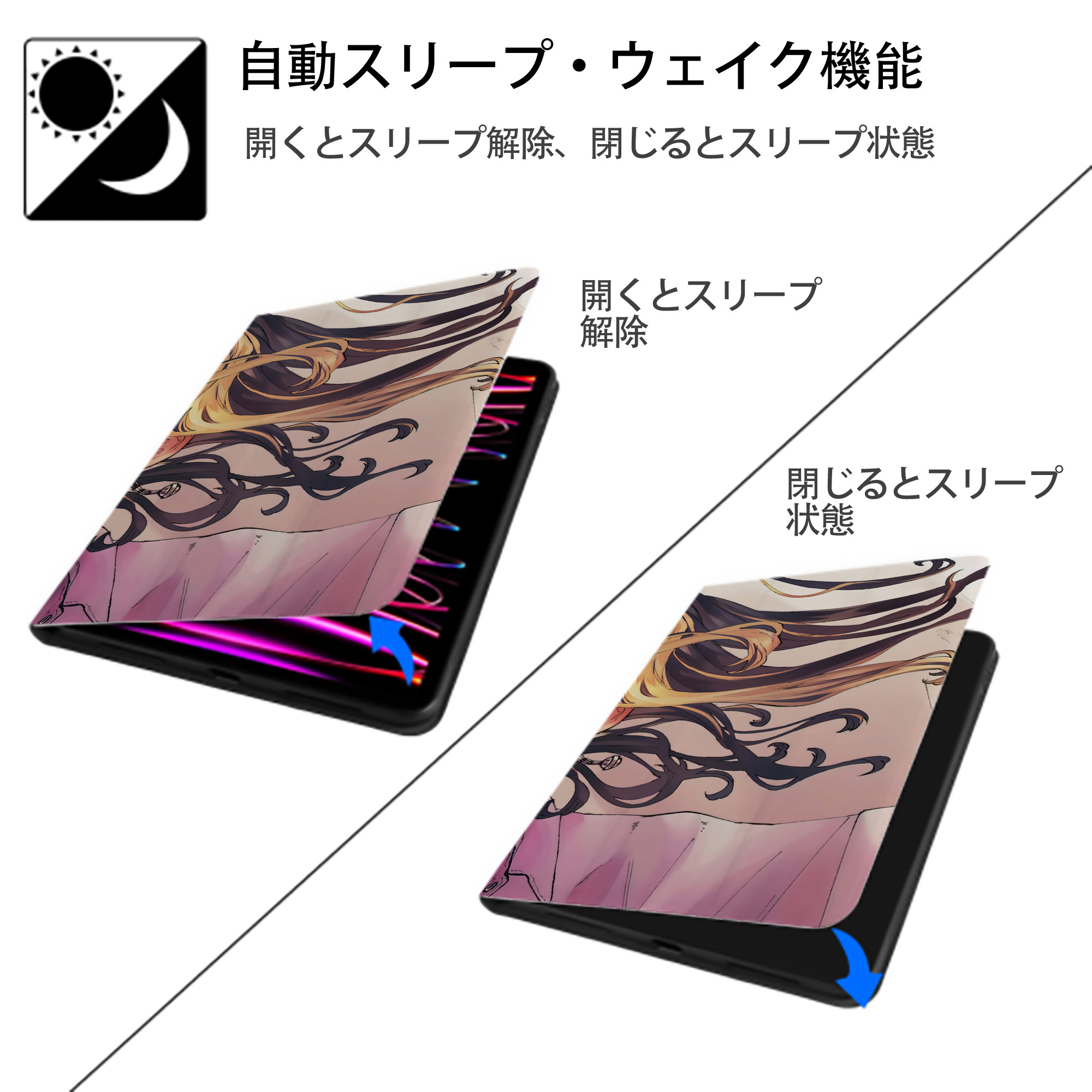 東京リベンジャーズ Tokyo Revengers IPad ケース ブック型 PUレザー TPU 耐衝撃 軽量 薄型 ペン収納なし 全面保護 IPad 各モデル対応