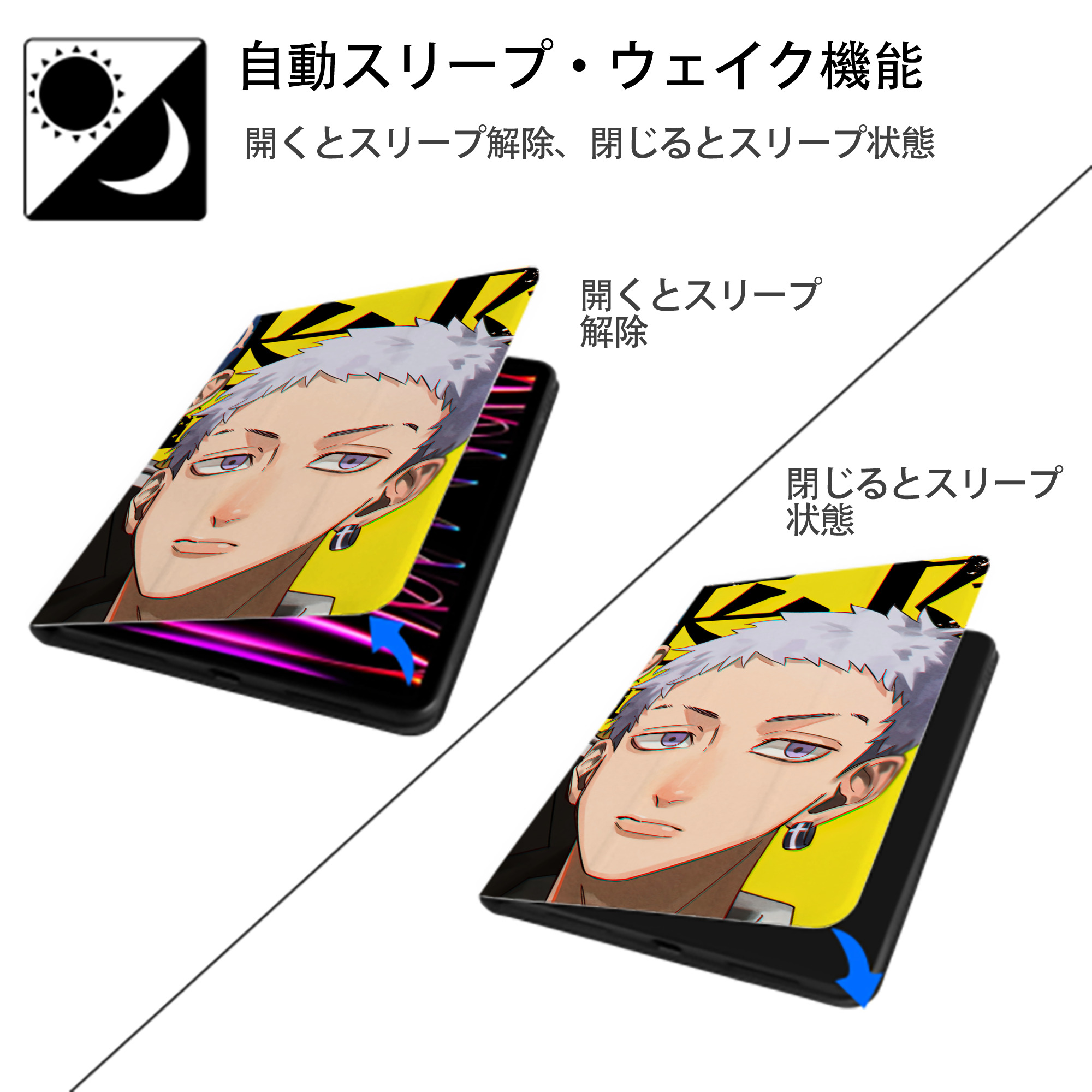 東京リベンジャーズ Tokyo Revengers IPad ケース ブック型 PUレザー TPU 耐衝撃 軽量 薄型 ペン収納なし 全面保護 IPad 各モデル対応