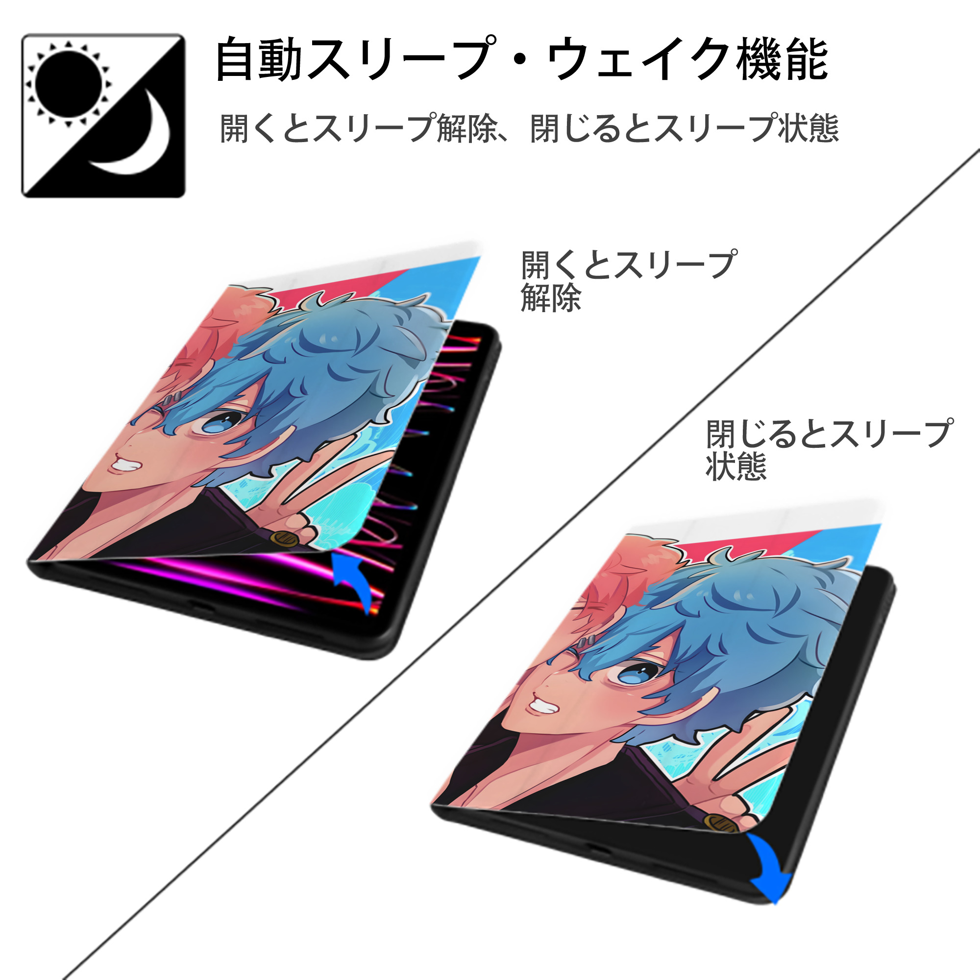東京リベンジャーズ Tokyo Revengers IPad ケース ブック型 PUレザー TPU 耐衝撃 軽量 薄型 ペン収納なし 全面保護 IPad 各モデル対応