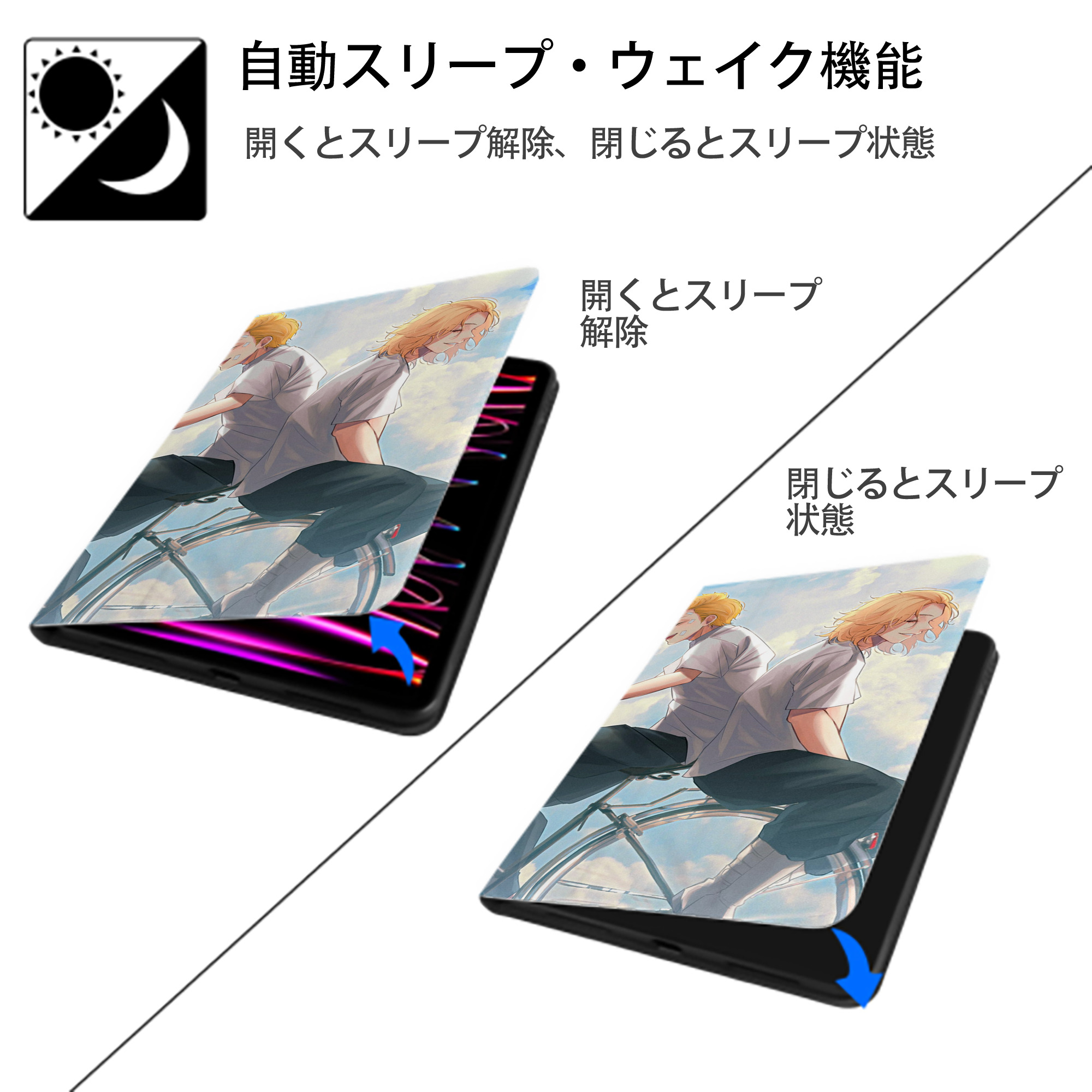 東京リベンジャーズ Tokyo Revengers IPad ケース ブック型 PUレザー TPU 耐衝撃 軽量 薄型 ペン収納なし 全面保護 IPad 各モデル対応