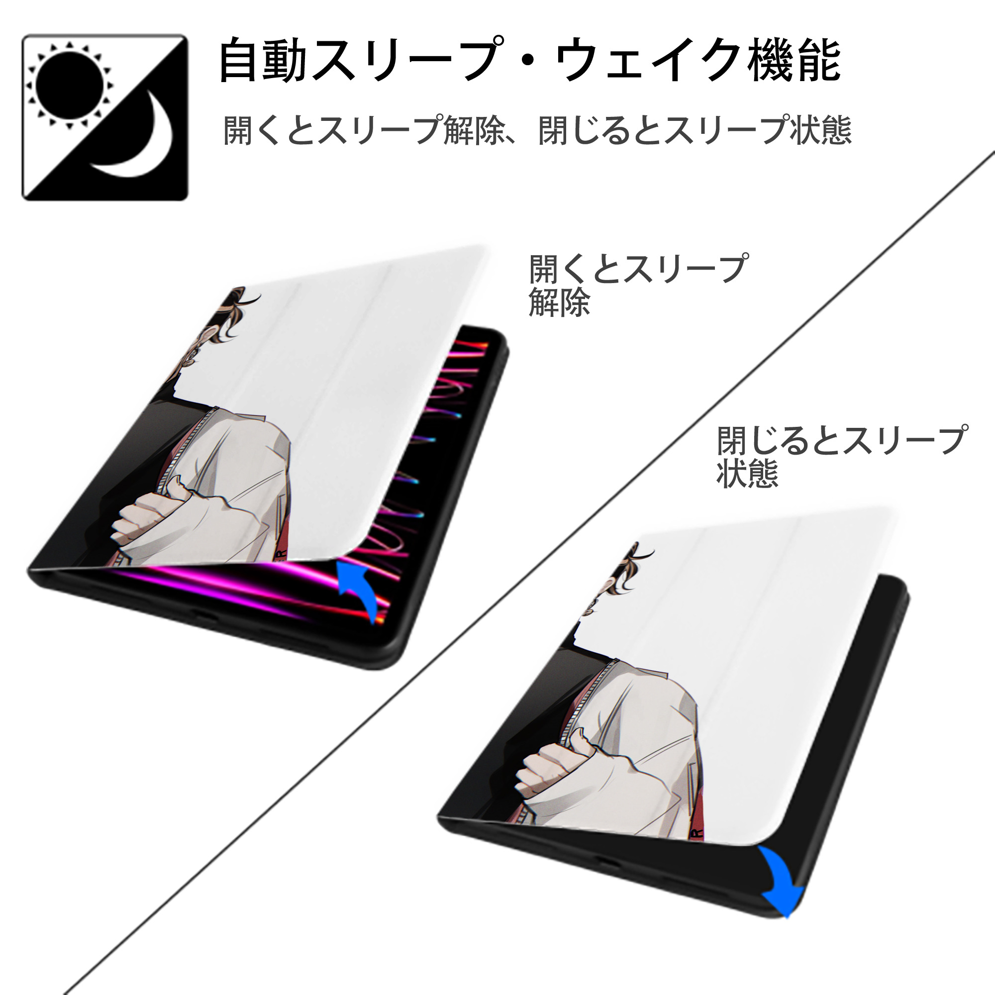 東京リベンジャーズ Tokyo Revengers IPad ケース ブック型 PUレザー TPU 耐衝撃 軽量 薄型 ペン収納なし 全面保護 IPad 各モデル対応