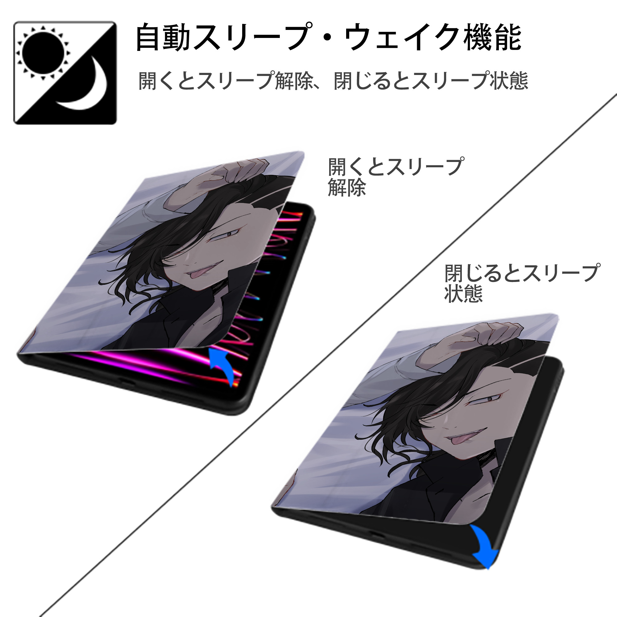 東京リベンジャーズ Tokyo Revengers IPad ケース ブック型 PUレザー TPU 耐衝撃 軽量 薄型 ペン収納なし 全面保護 IPad 各モデル対応