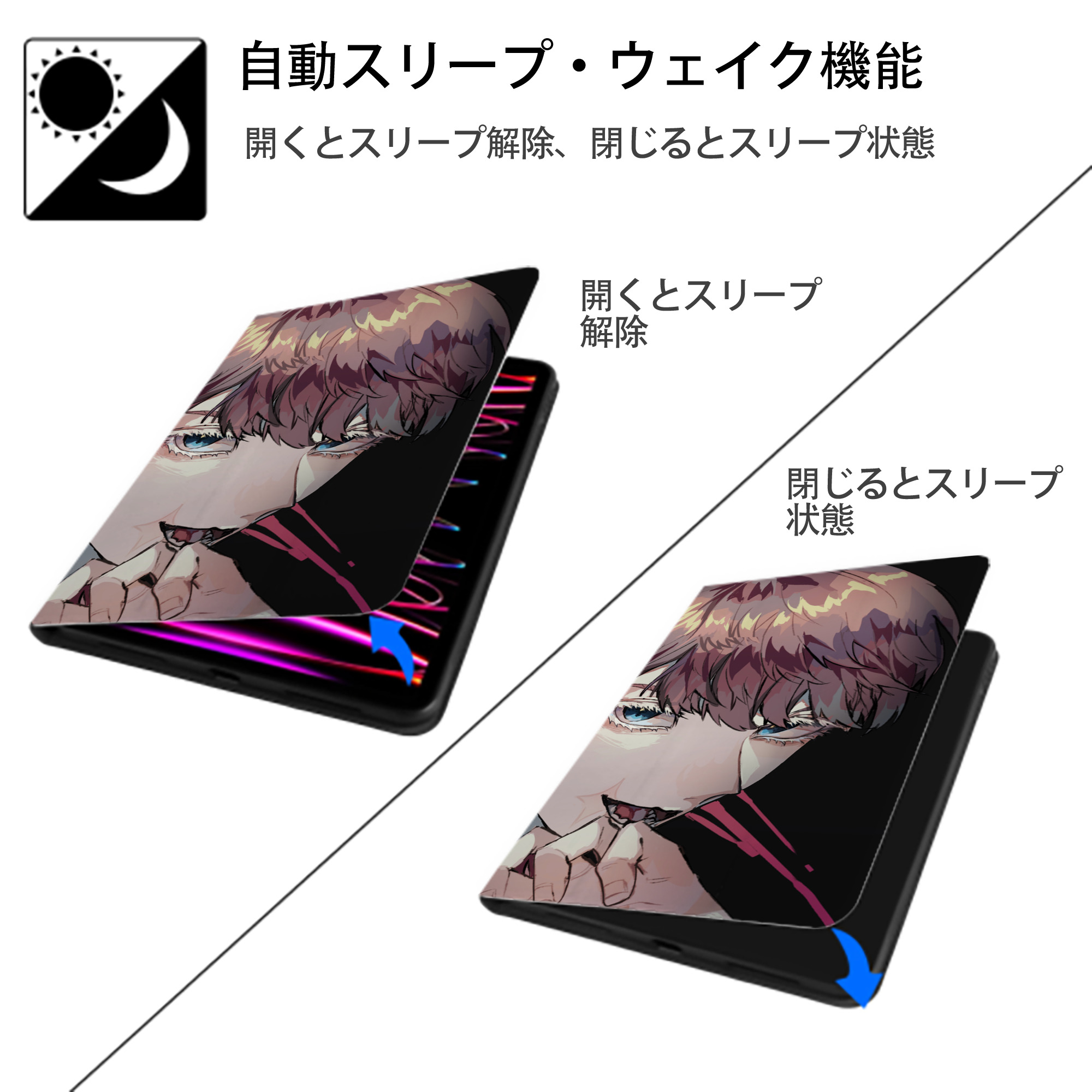 東京リベンジャーズ Tokyo Revengers IPad ケース ブック型 PUレザー TPU 耐衝撃 軽量 薄型 ペン収納なし 全面保護 IPad 各モデル対応