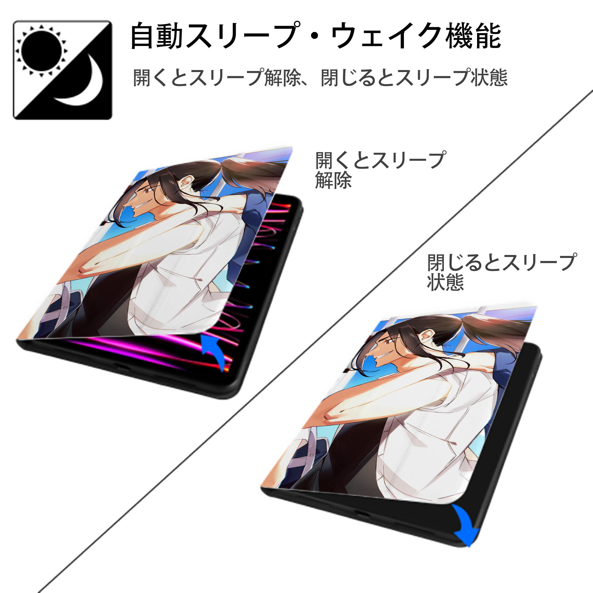 東京リベンジャーズ Tokyo Revengers IPad ケース ブック型 PUレザー TPU 耐衝撃 軽量 薄型 ペン収納なし 全面保護 IPad 各モデル対応