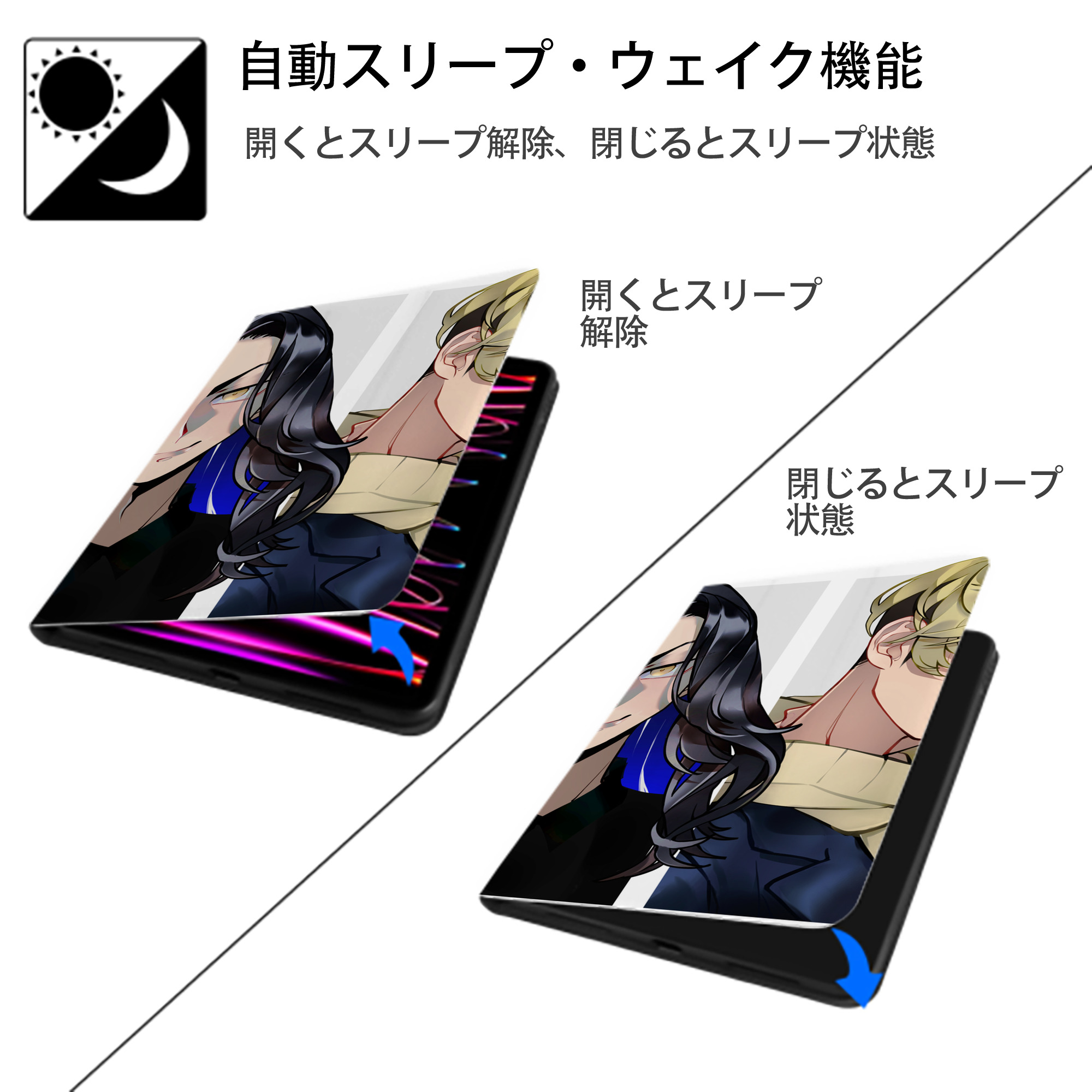 東京リベンジャーズ Tokyo Revengers IPad ケース ブック型 PUレザー TPU 耐衝撃 軽量 薄型 ペン収納なし 全面保護 IPad 各モデル対応