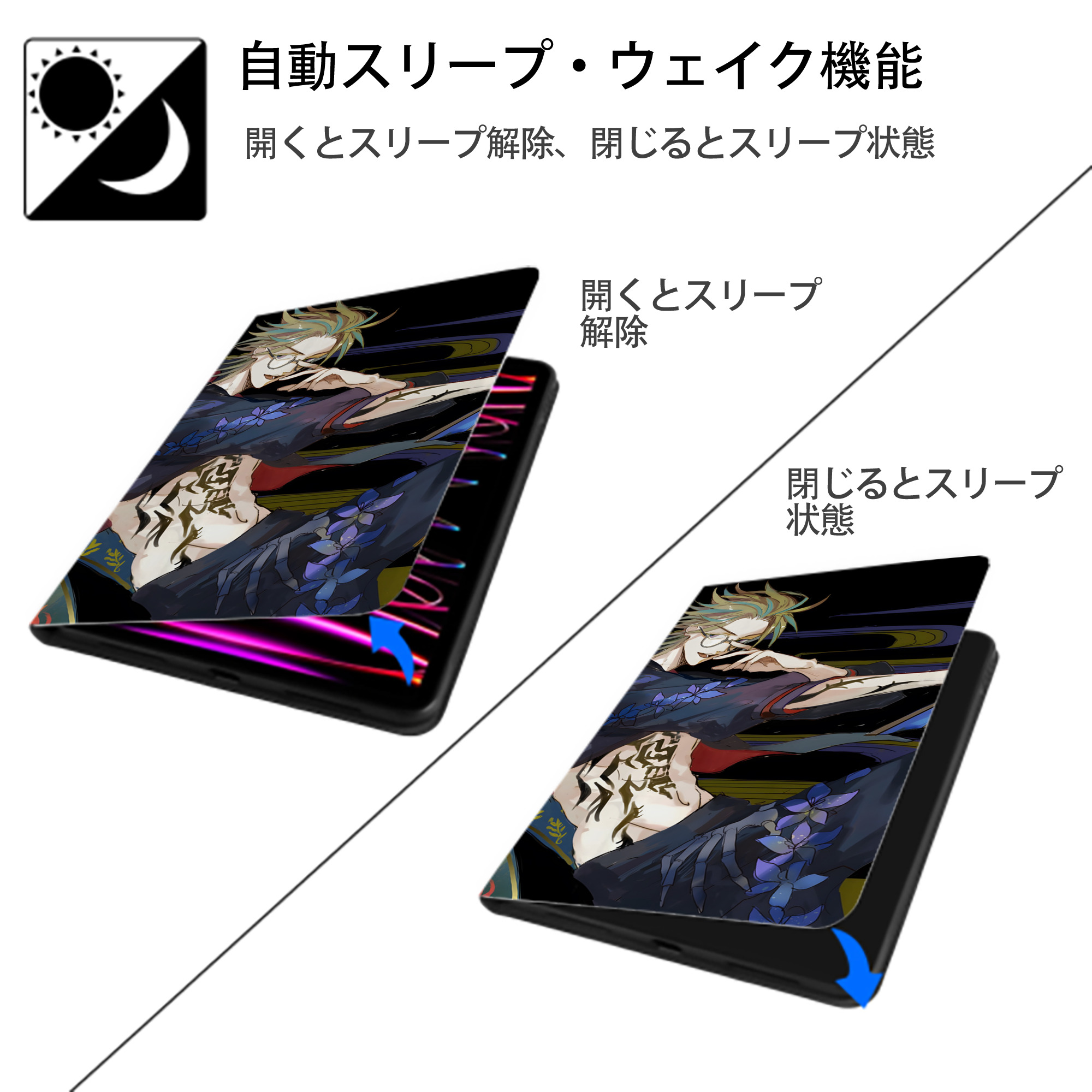 東京リベンジャーズ Tokyo Revengers IPad ケース ブック型 PUレザー TPU 耐衝撃 軽量 薄型 ペン収納なし 全面保護 IPad 各モデル対応