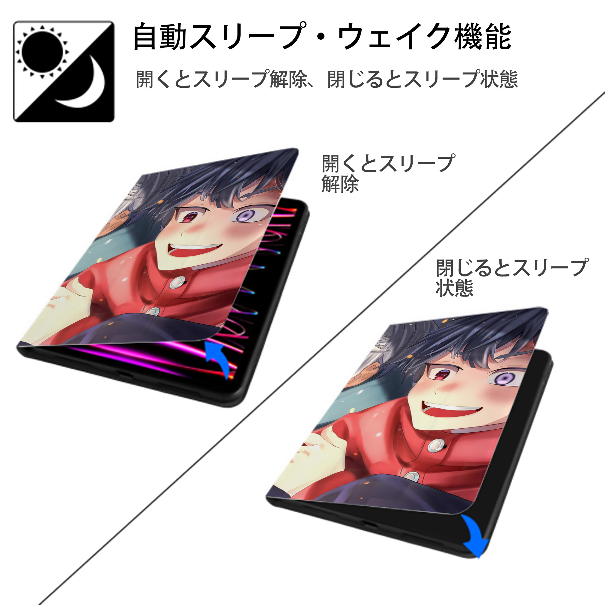 東京リベンジャーズ Tokyo Revengers IPad ケース ブック型 PUレザー TPU 耐衝撃 軽量 薄型 ペン収納なし 全面保護 IPad 各モデル対応