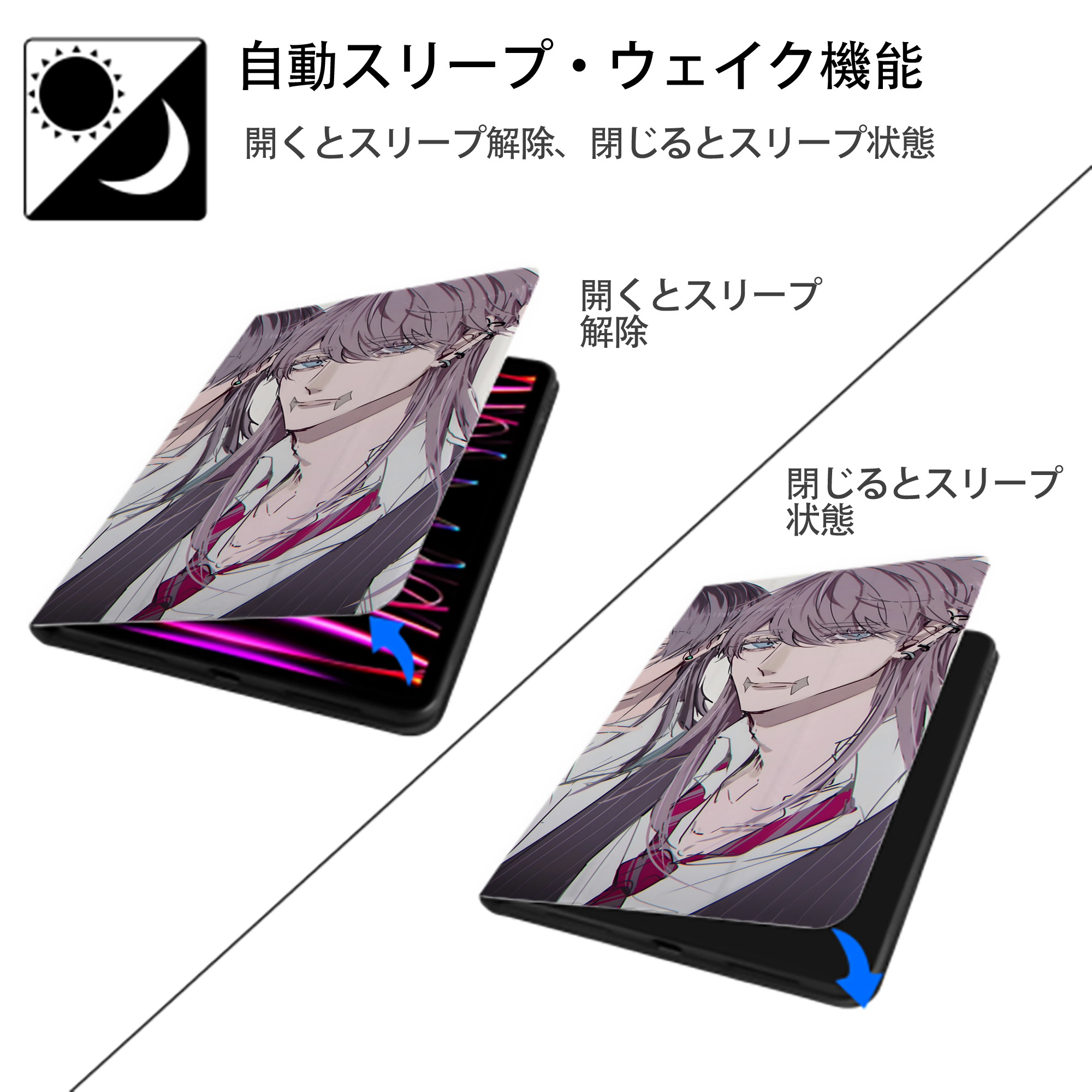 東京リベンジャーズ Tokyo Revengers IPad ケース ブック型 PUレザー TPU 耐衝撃 軽量 薄型 ペン収納なし 全面保護 IPad 各モデル対応