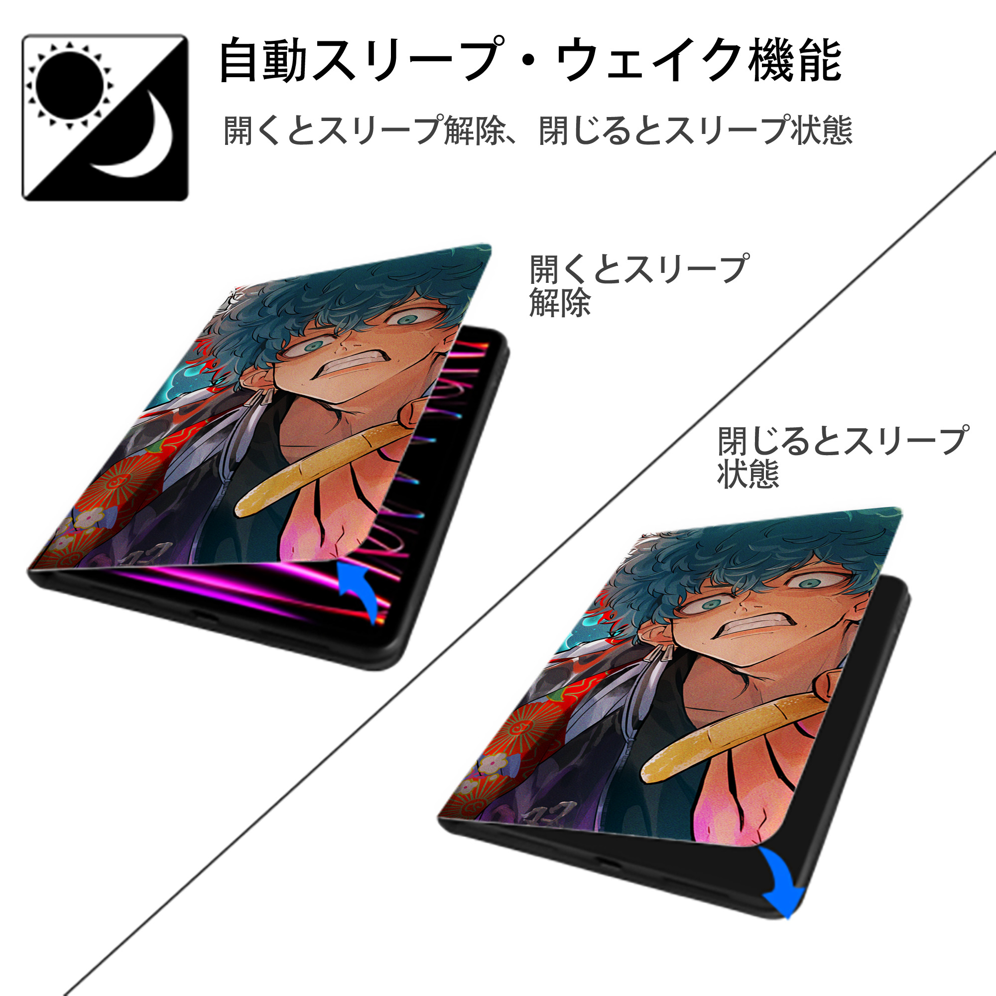 東京リベンジャーズ Tokyo Revengers IPad ケース ブック型 PUレザー TPU 耐衝撃 軽量 薄型 ペン収納なし 全面保護 IPad 各モデル対応