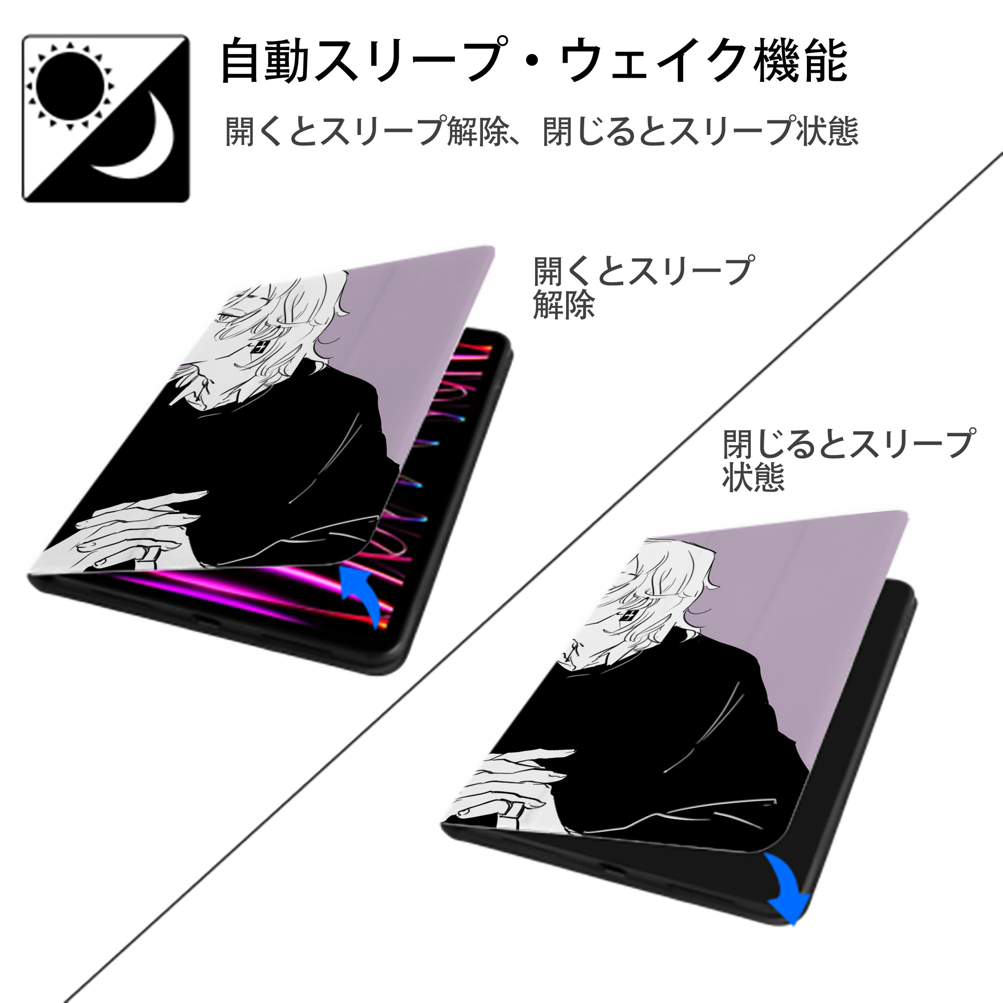 東京リベンジャーズ Tokyo Revengers IPadケース ペンホルダー付き ブックスタイルデザイン