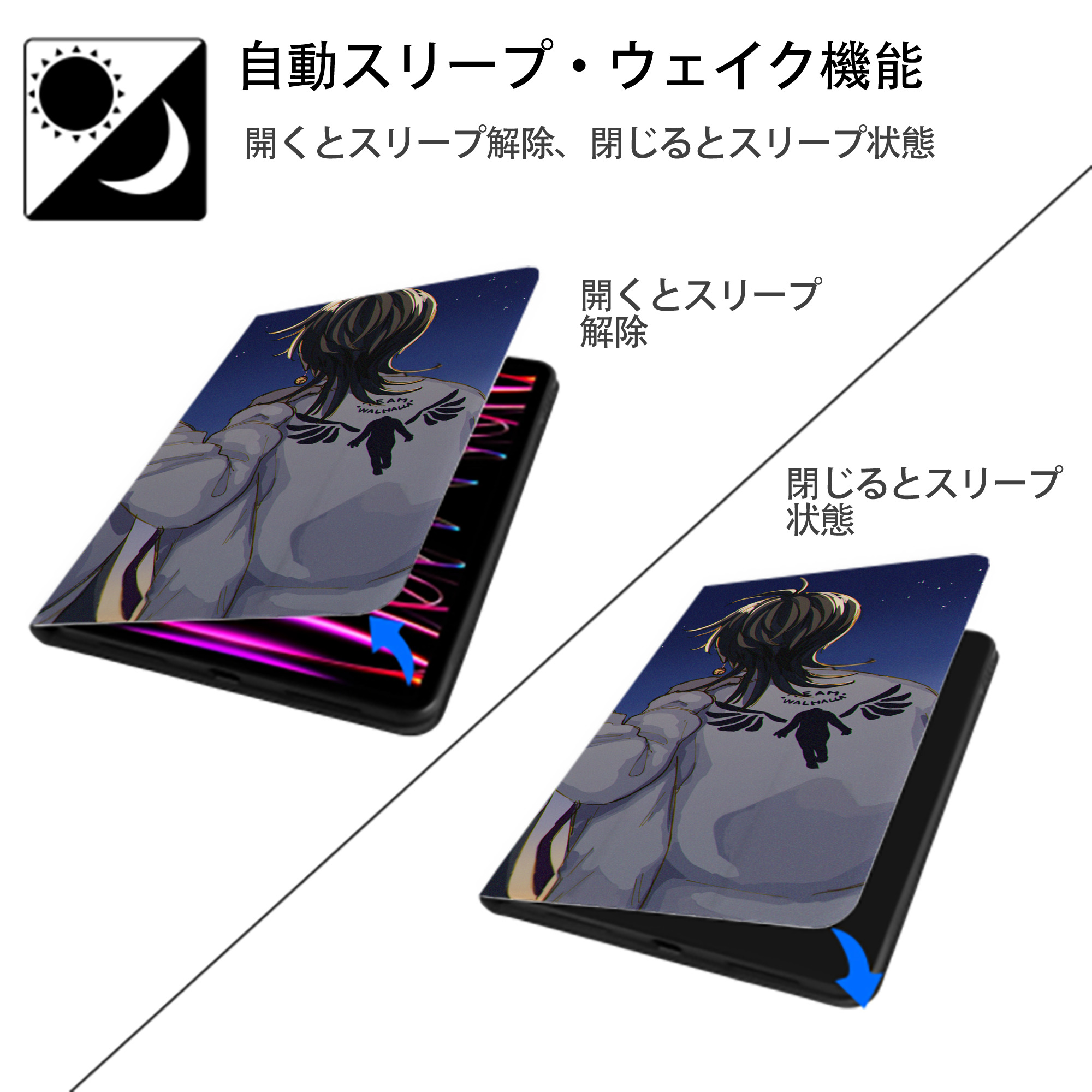 東京リベンジャーズ Tokyo Revengers IPadケース ペンホルダー付き ブックスタイルデザイン