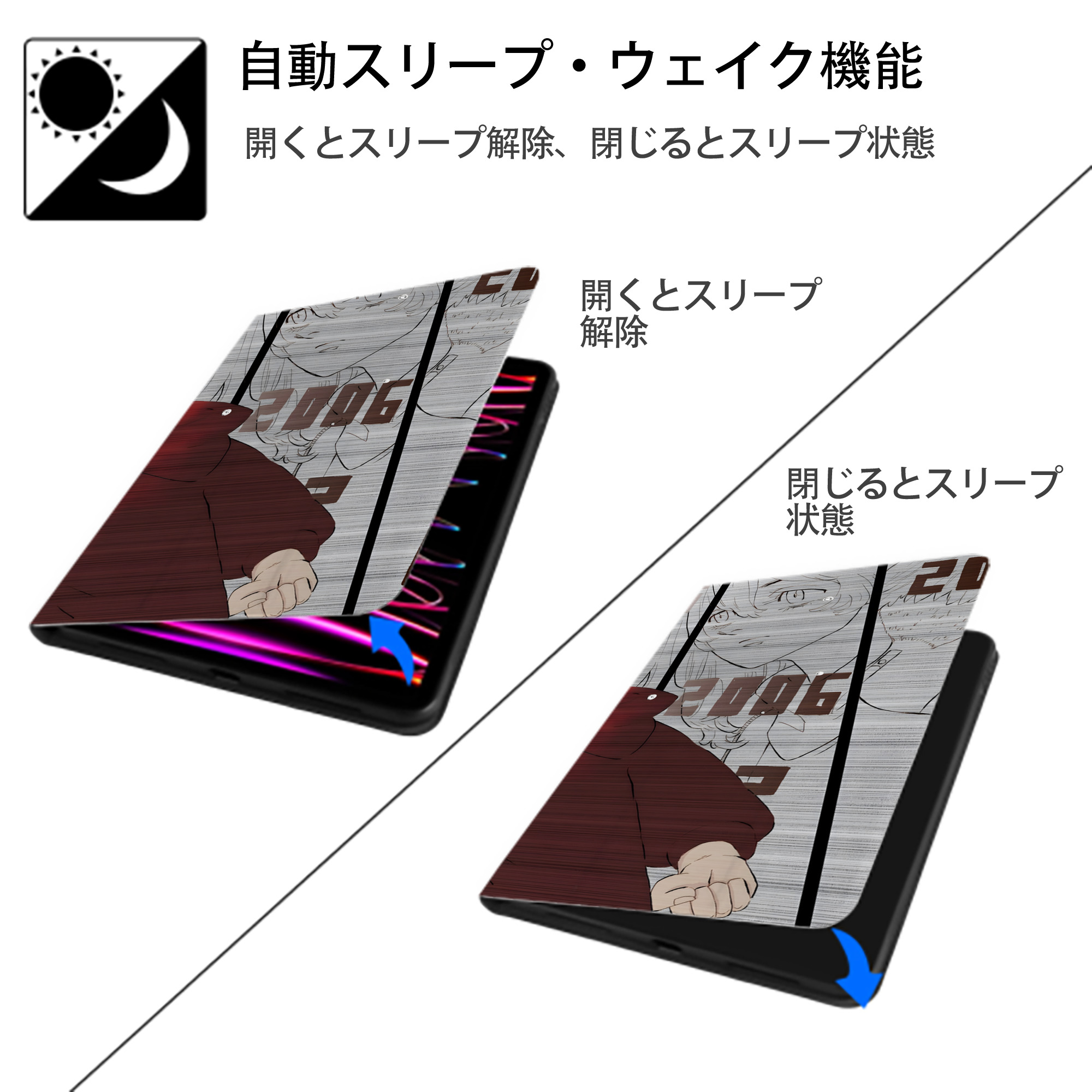 東京リベンジャーズ Tokyo Revengers IPadケース ペンホルダー付き ブックスタイルデザイン