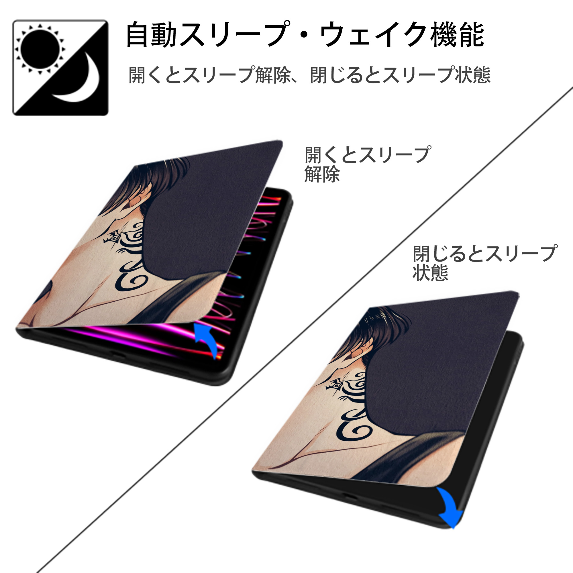 東京リベンジャーズ Tokyo Revengers IPadケース ペンホルダー付き ブックスタイルデザイン