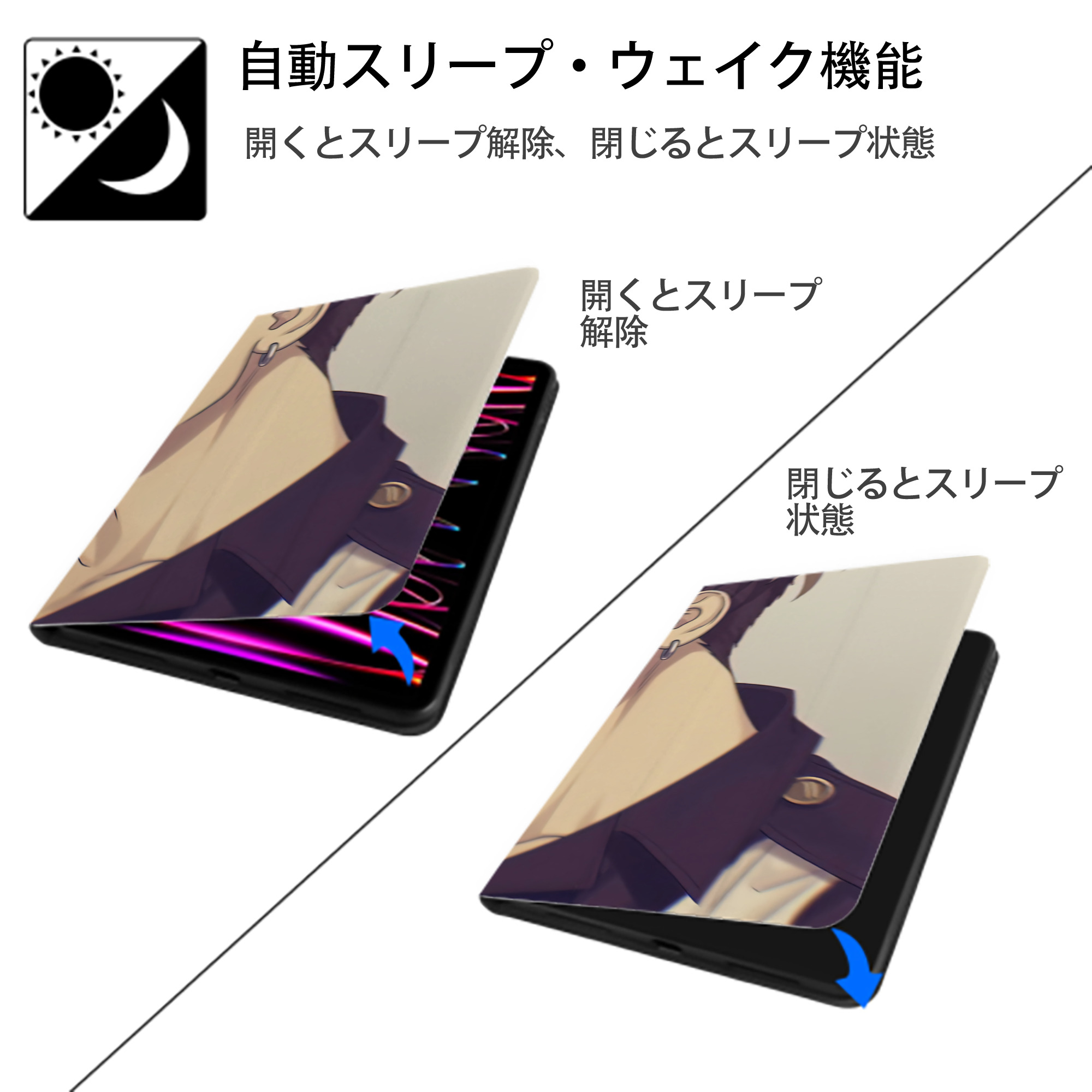 東京リベンジャーズ Tokyo Revengers IPadケース ペンホルダー付き ブックスタイルデザイン