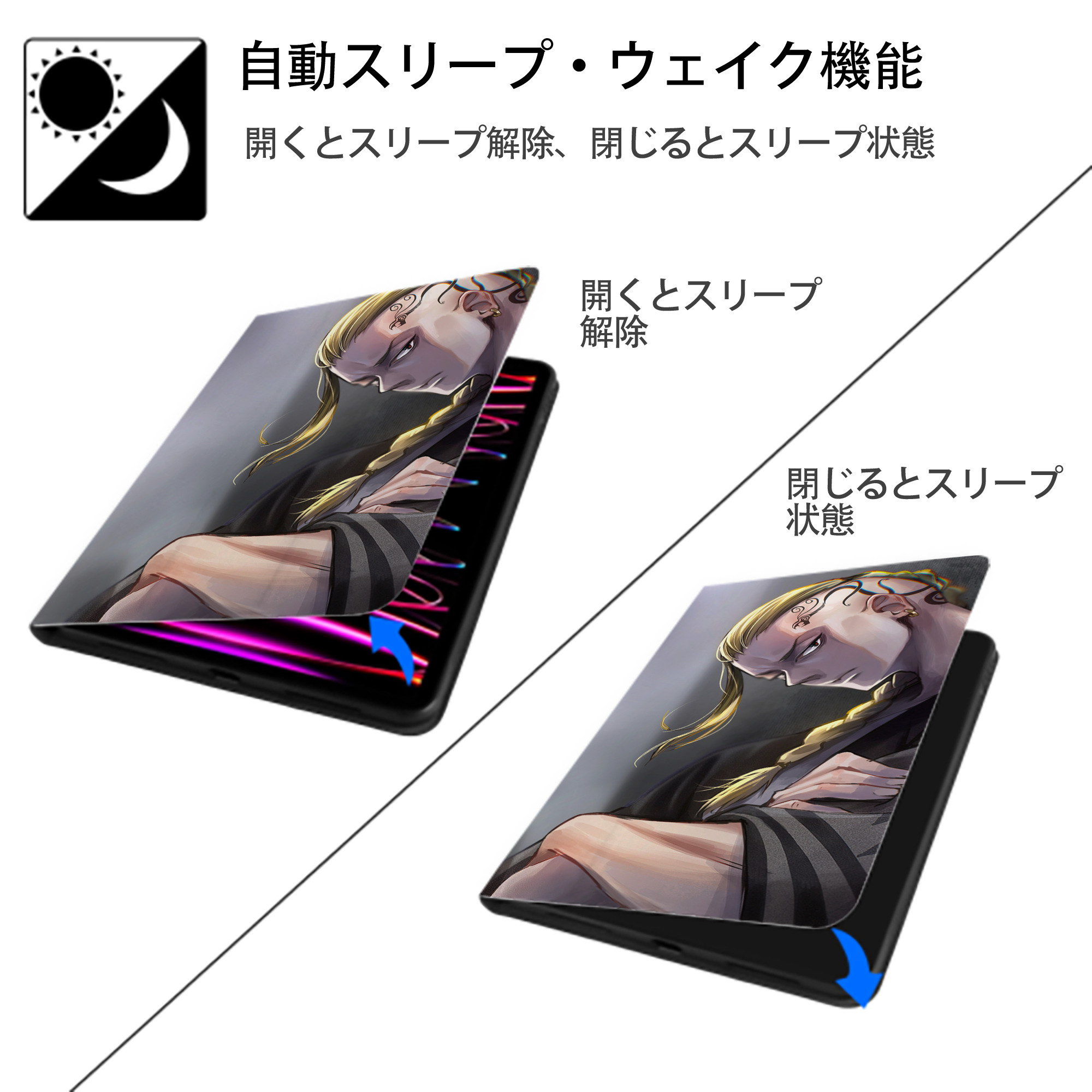 東京リベンジャーズ Tokyo Revengers IPadケース ペンホルダー付き ブックスタイルデザイン