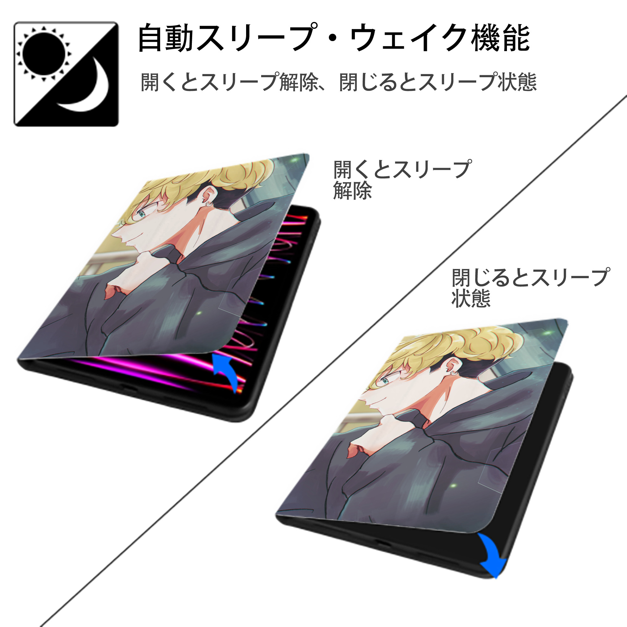 東京リベンジャーズ Tokyo Revengers IPadケース ペンホルダー付き ブックスタイルデザイン