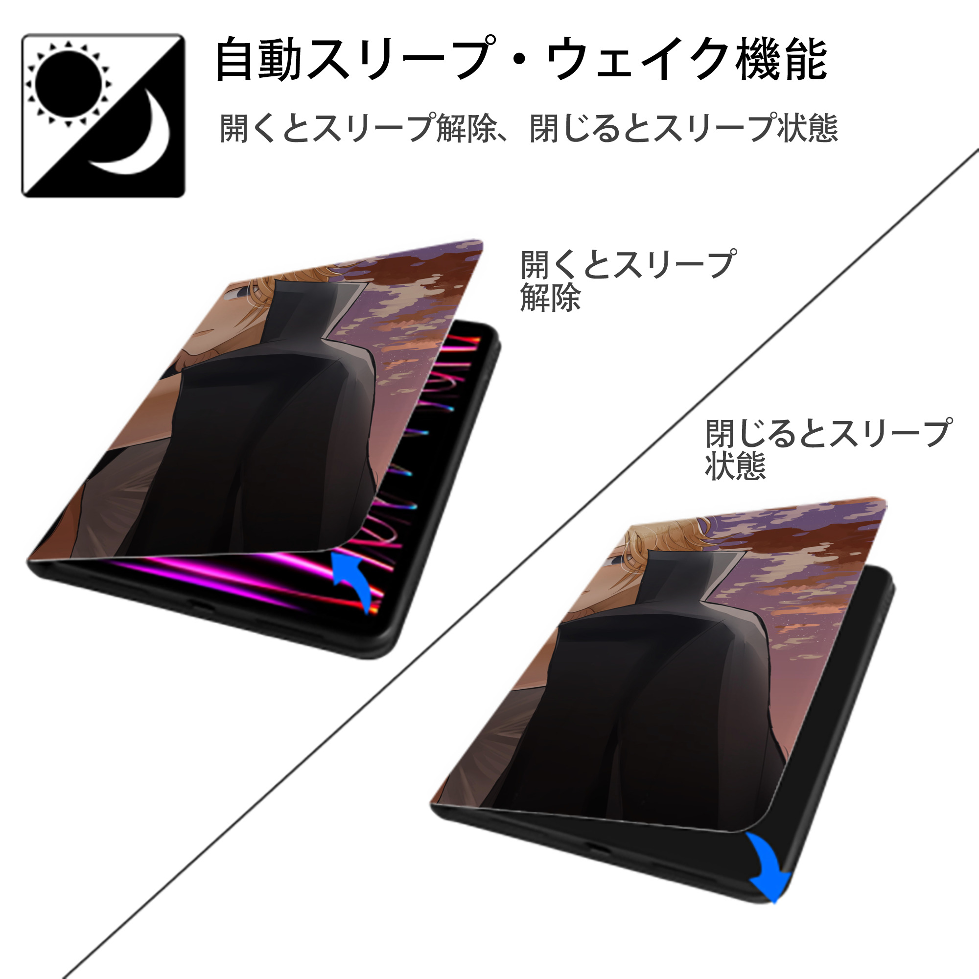 東京リベンジャーズ Tokyo Revengers IPadケース ペンホルダー付き ブックスタイルデザイン