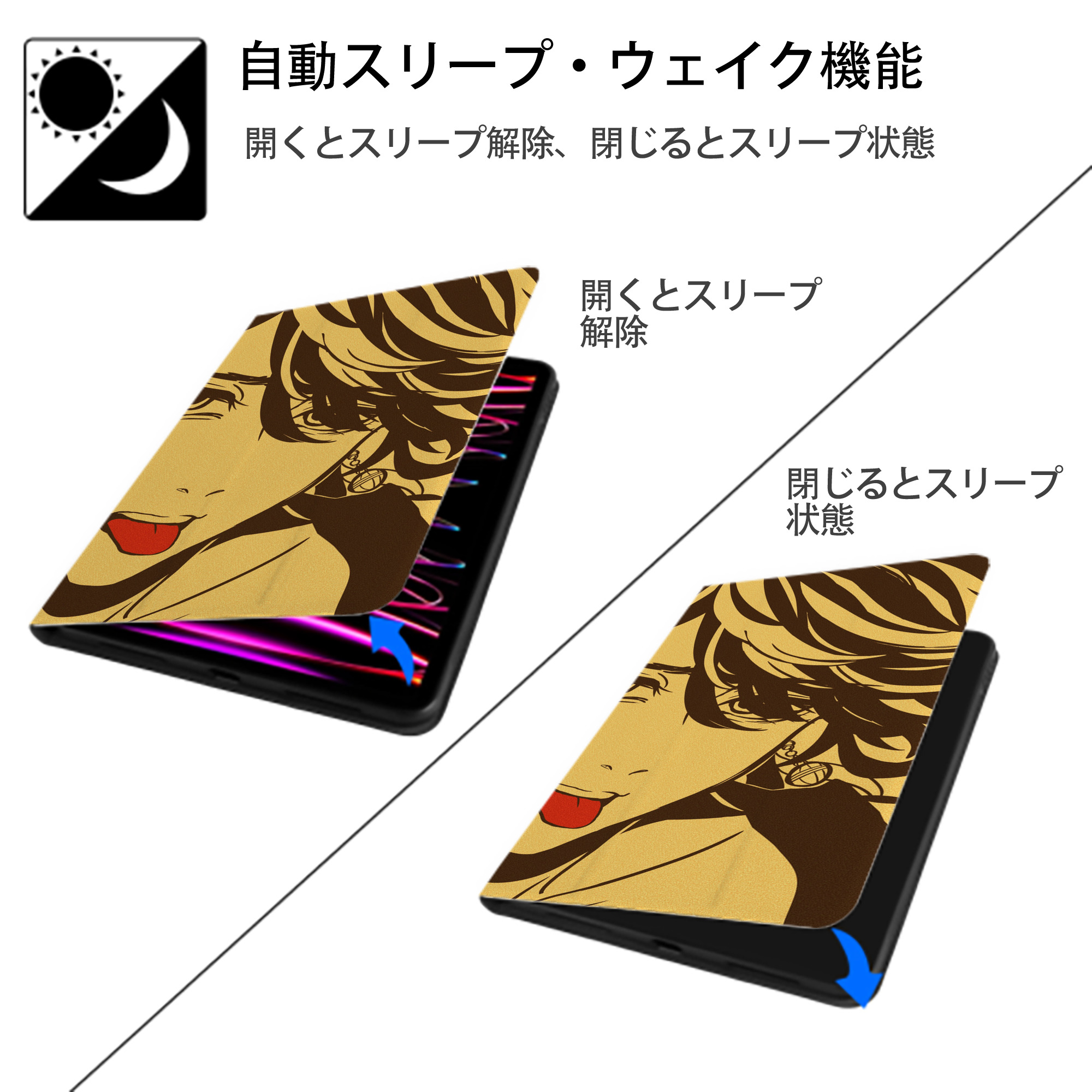 東京リベンジャーズ Tokyo Revengers IPadケース ペンホルダー付き ブックスタイルデザイン
