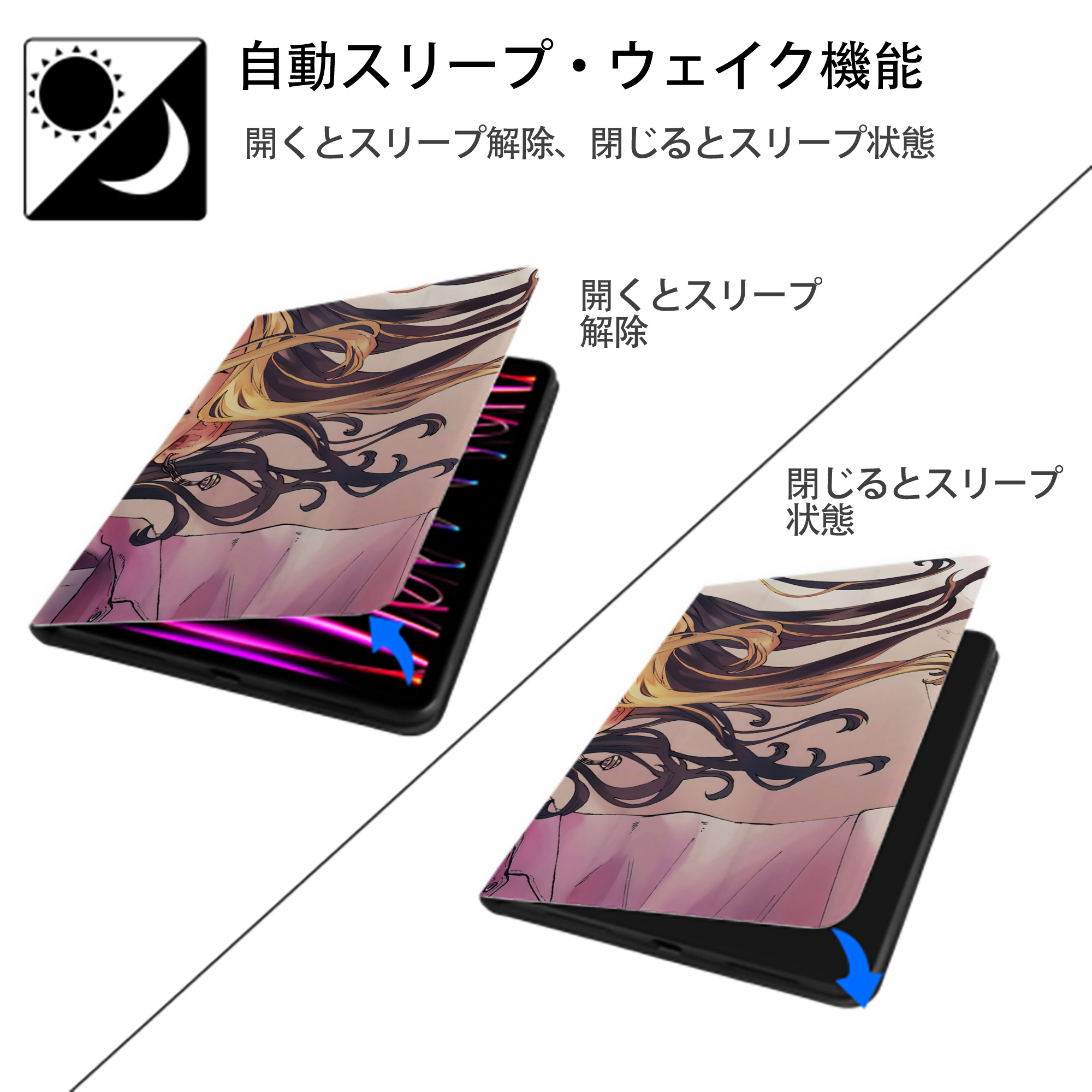 東京リベンジャーズ Tokyo Revengers IPadケース ペンホルダー付き ブックスタイルデザイン