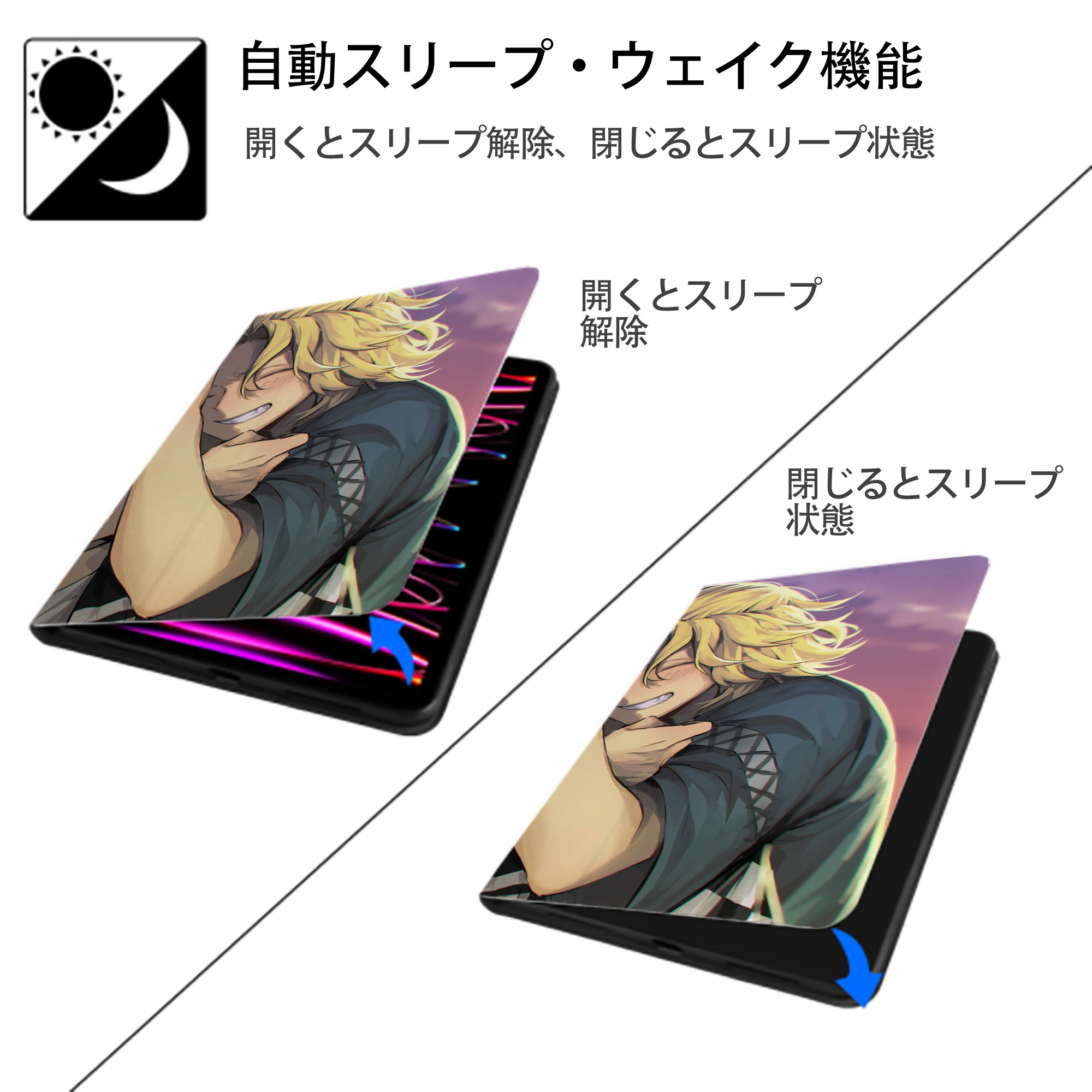 東京リベンジャーズ Tokyo Revengers IPadケース ペンホルダー付き ブックスタイルデザイン