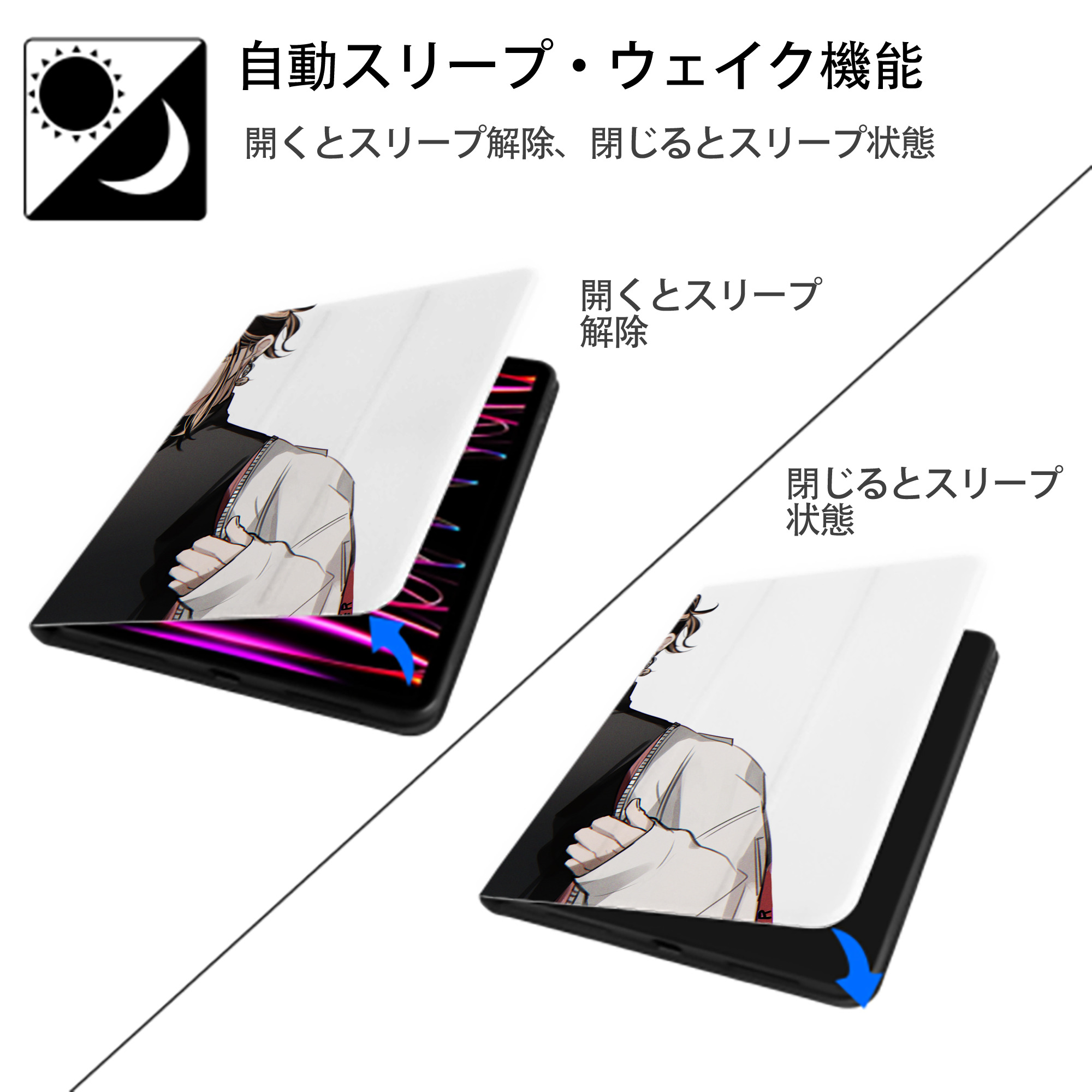 東京リベンジャーズ Tokyo Revengers IPadケース ペンホルダー付き ブックスタイルデザイン