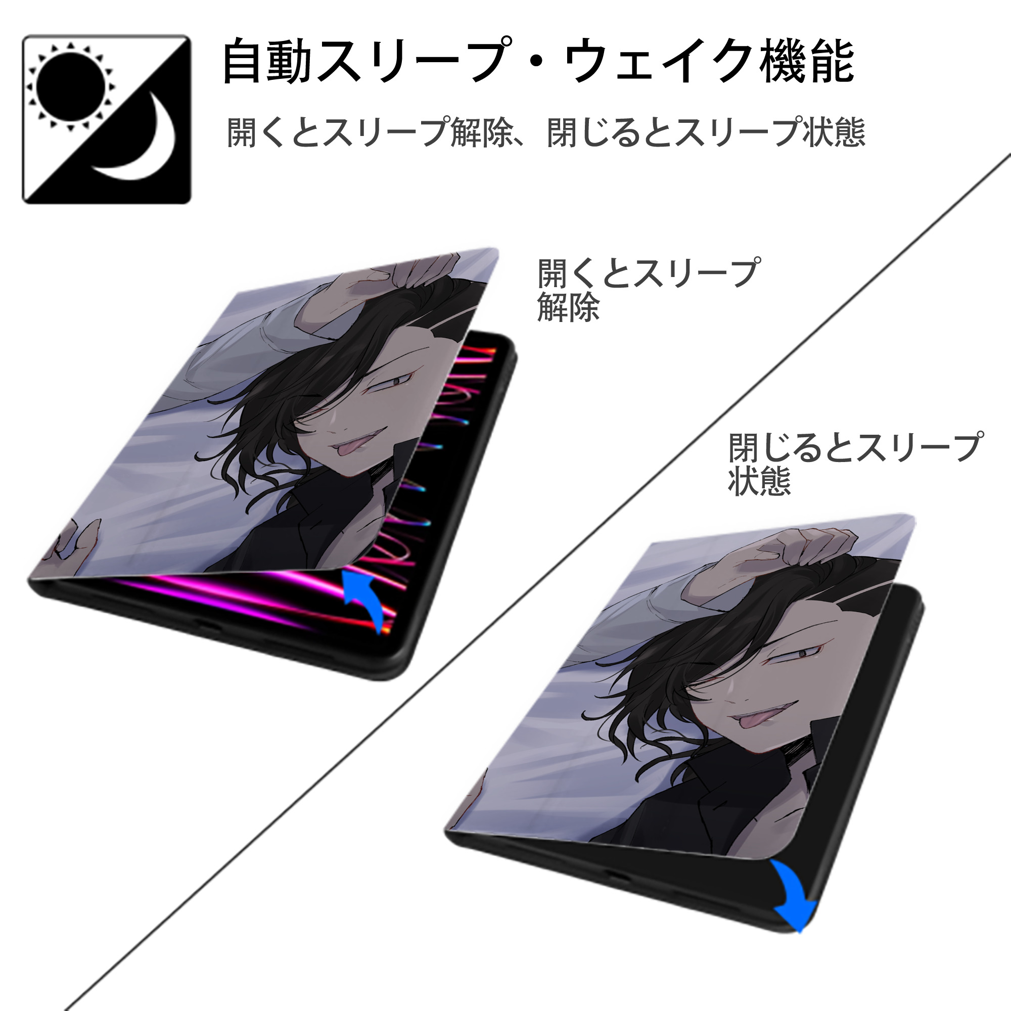 東京リベンジャーズ Tokyo Revengers IPadケース ペンホルダー付き ブックスタイルデザイン