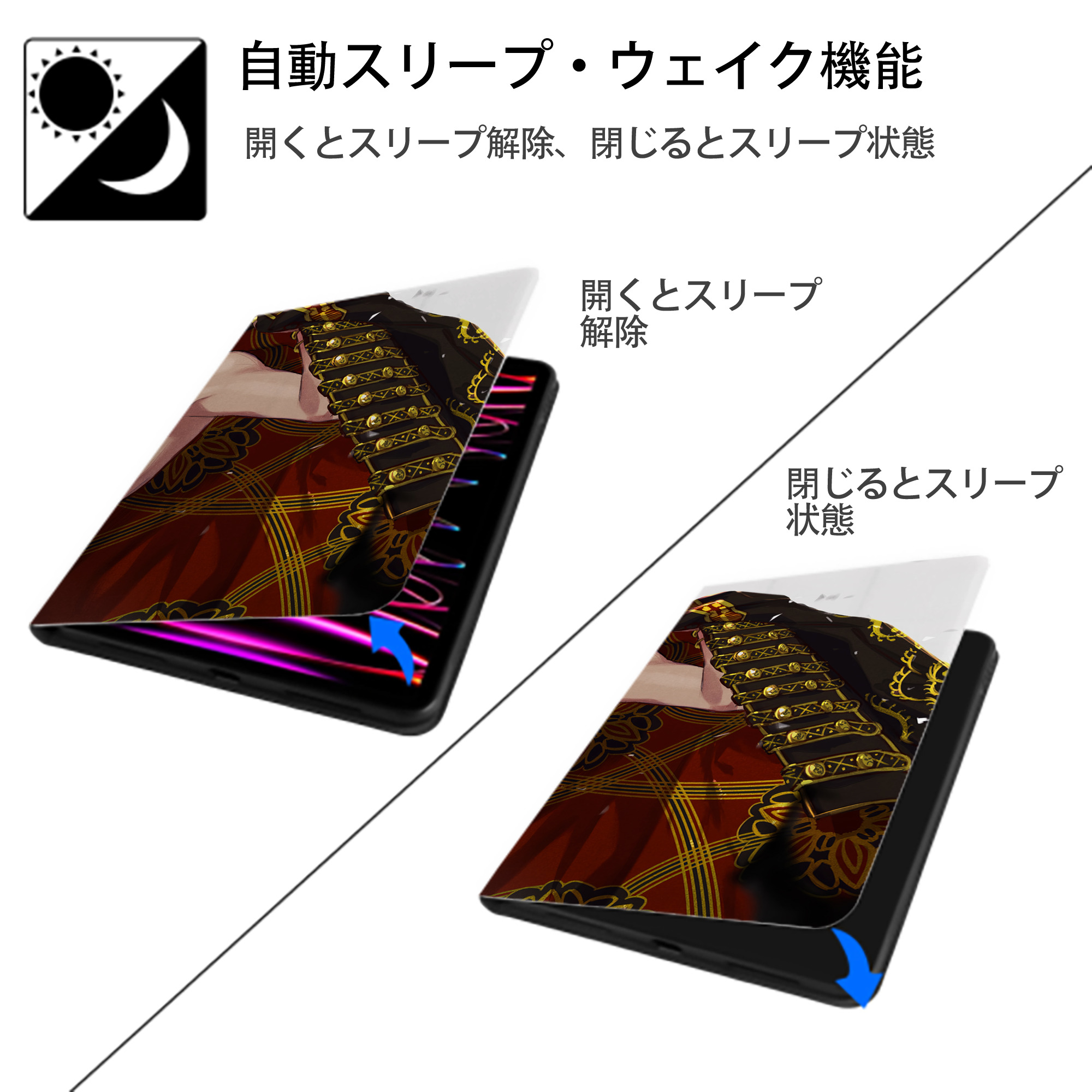 東京リベンジャーズ Tokyo Revengers IPadケース ペンホルダー付き ブックスタイルデザイン